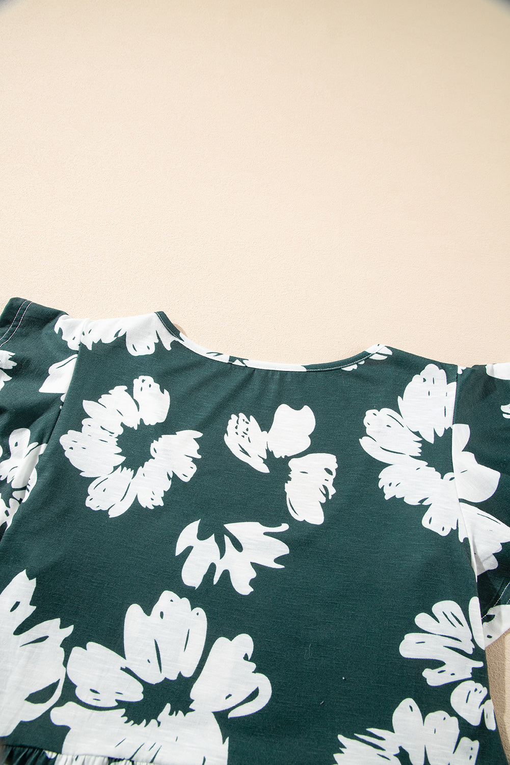 Floral Print Ruffle Sleeve Empire Waist Mini Dress