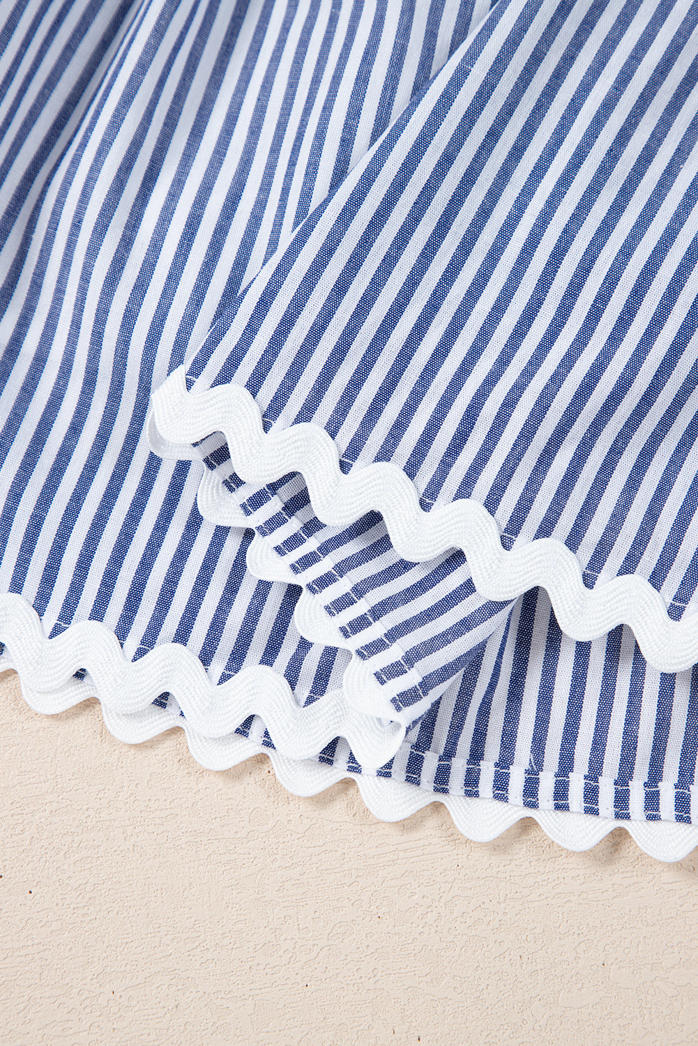 Blue Stripe Sleeveless Notched V Neck Mini Dress