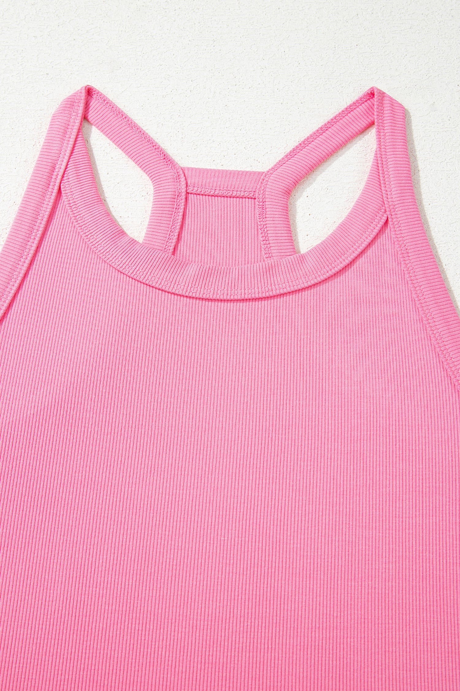 Pink Slim Sachet Slim Rib-Knit Tank Top and Sweatpants Set