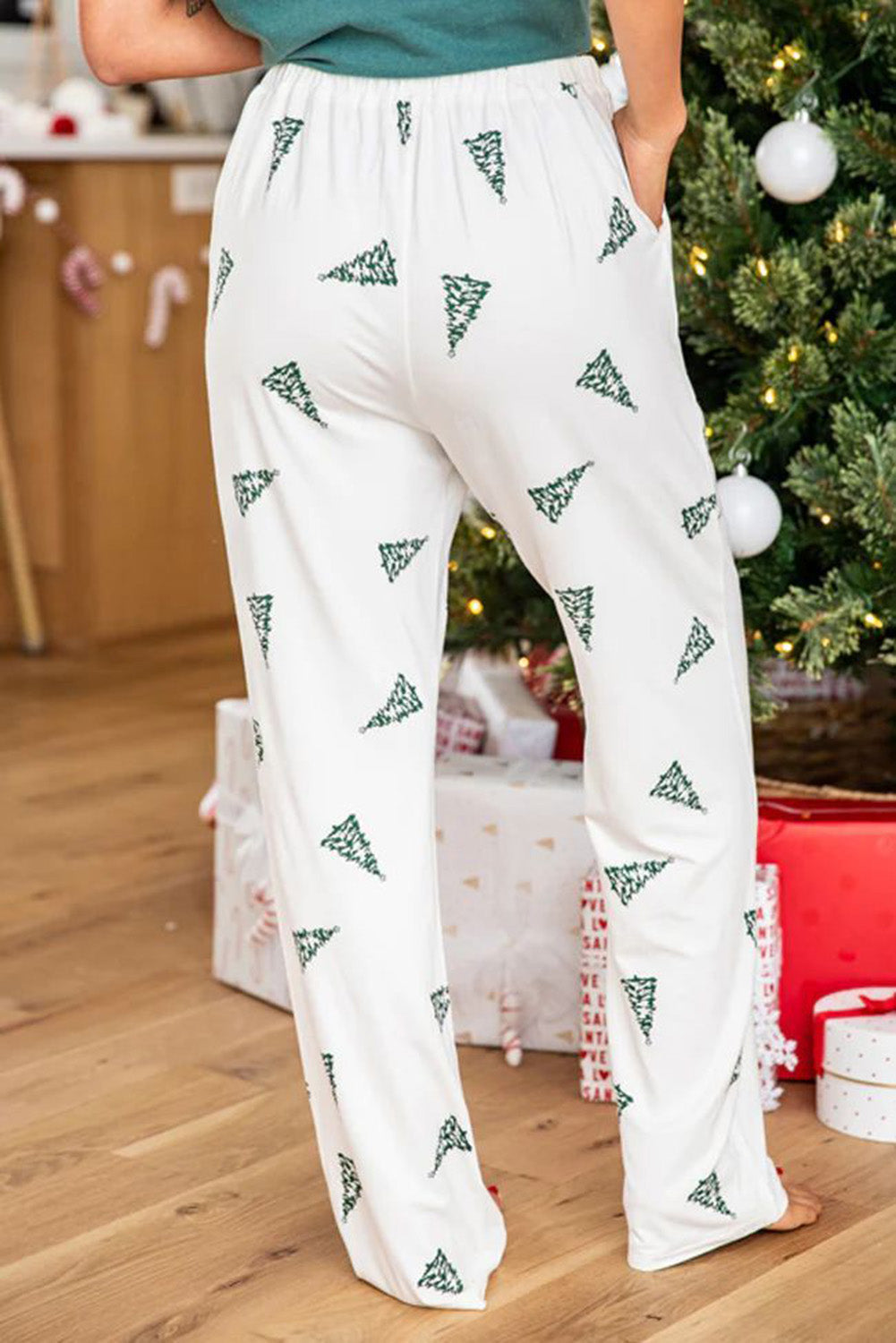 Christmas Tee Tree Print and Pants Lounge Set