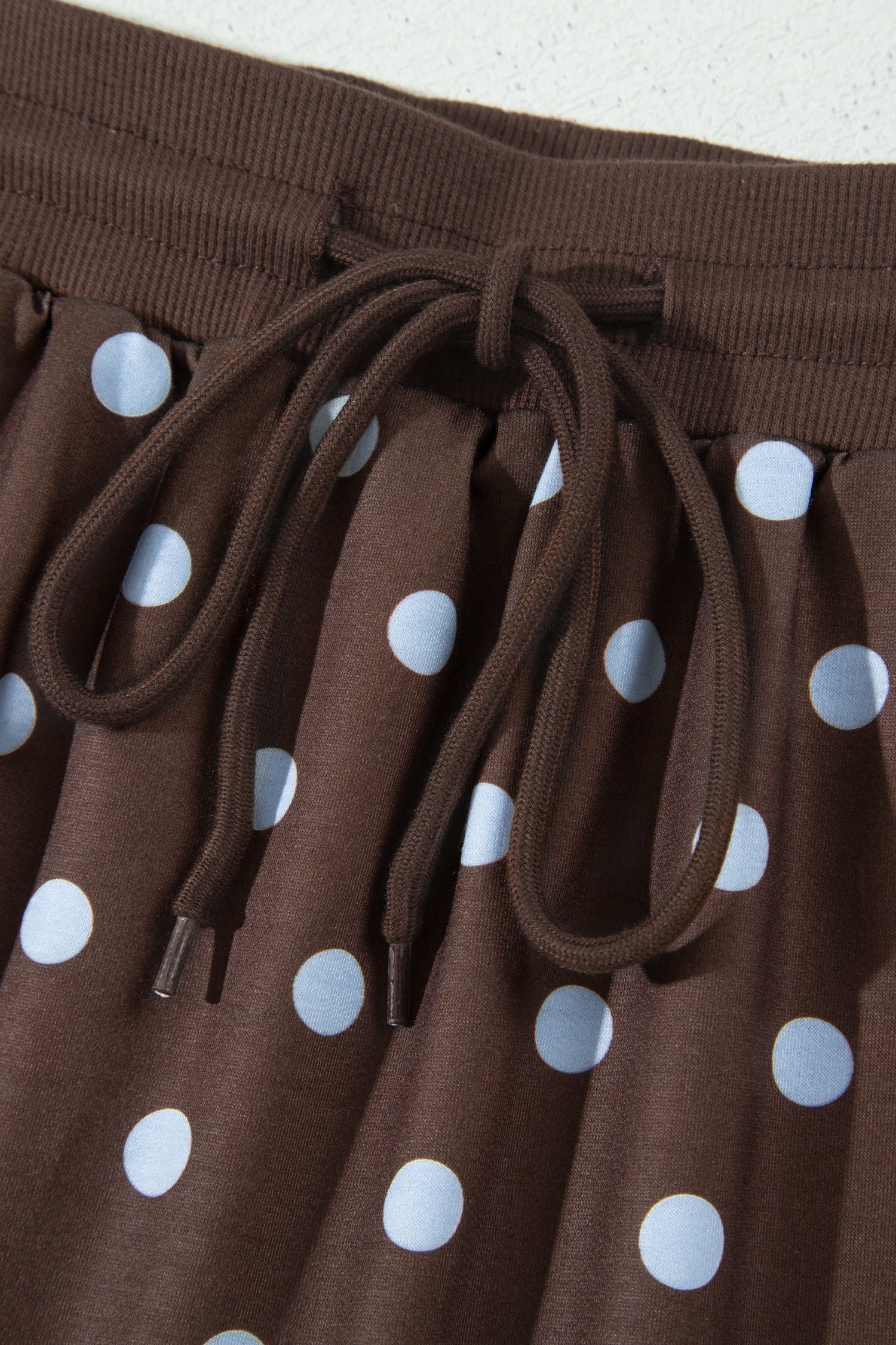 Pullover Embroidered Polka-Dot Embroidered Bow Detail 2pcs Skort Set in Brown