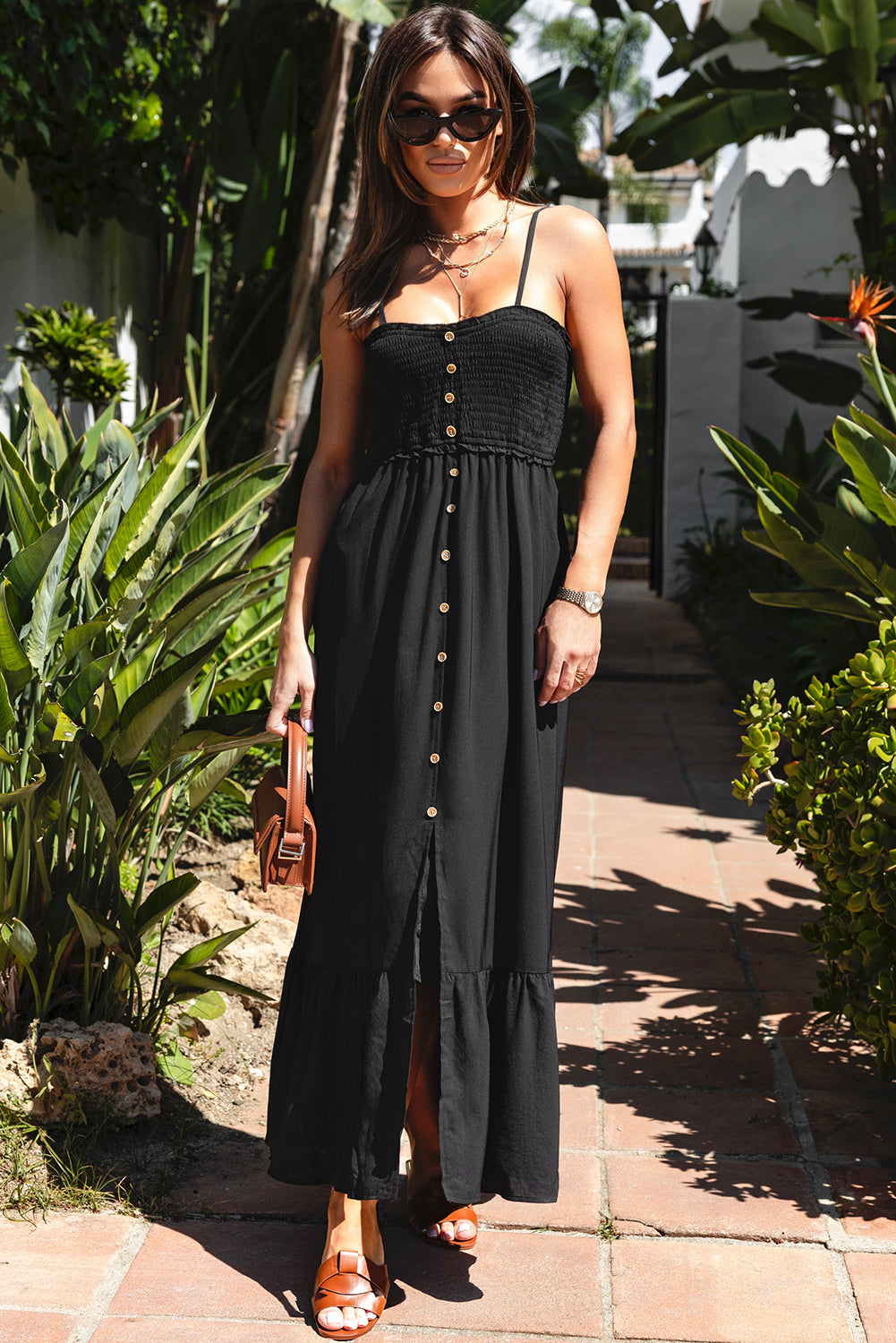 Dress for Women Spaghetti Straps Shirred Front