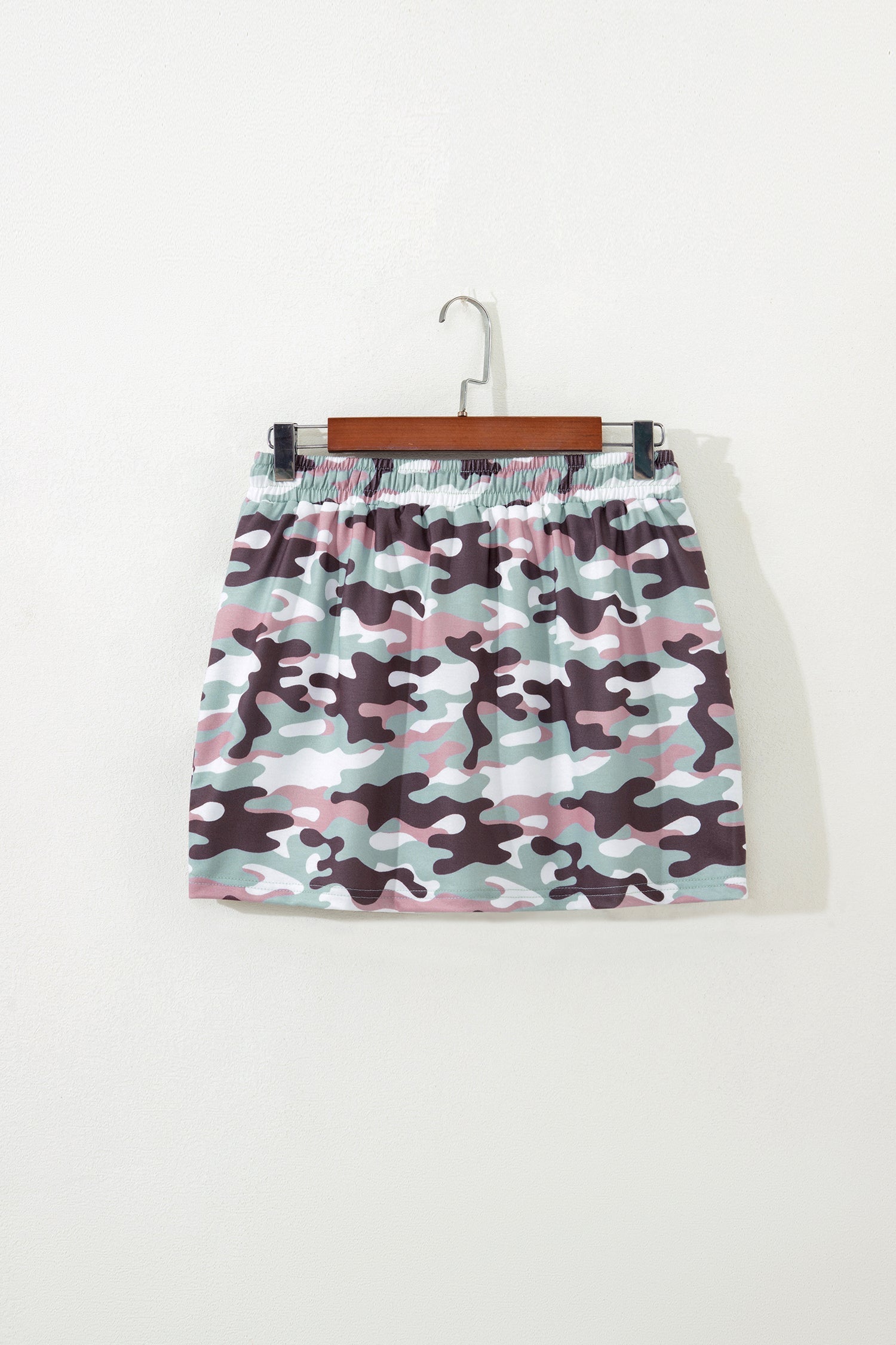 Camouflage Everyday Print Drawcord Mini Skort in Green