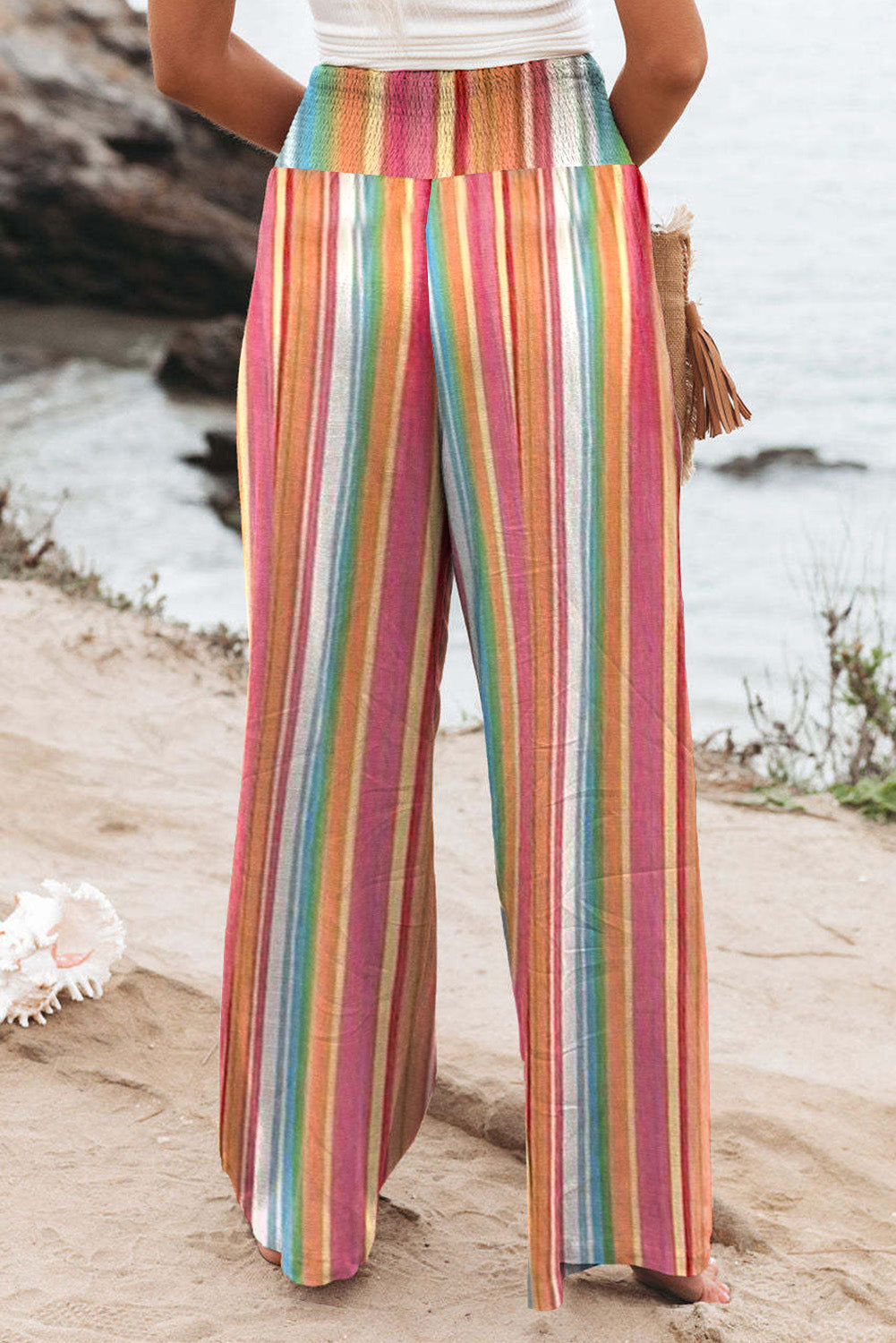 Women's Wide Striped High-Rise Leg Pants
