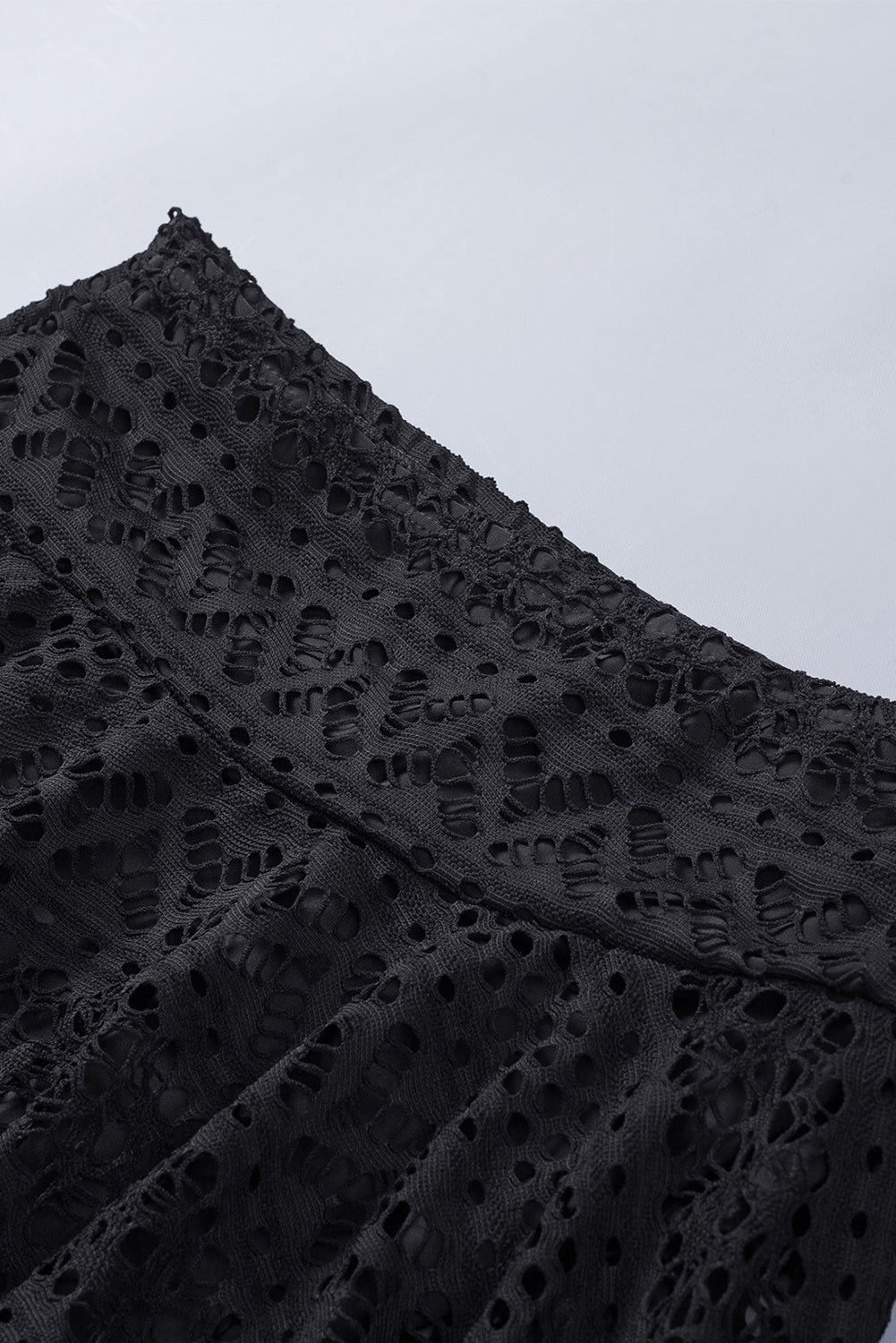 Lace Solid Crochet Skirted Bikini Bottom in Black