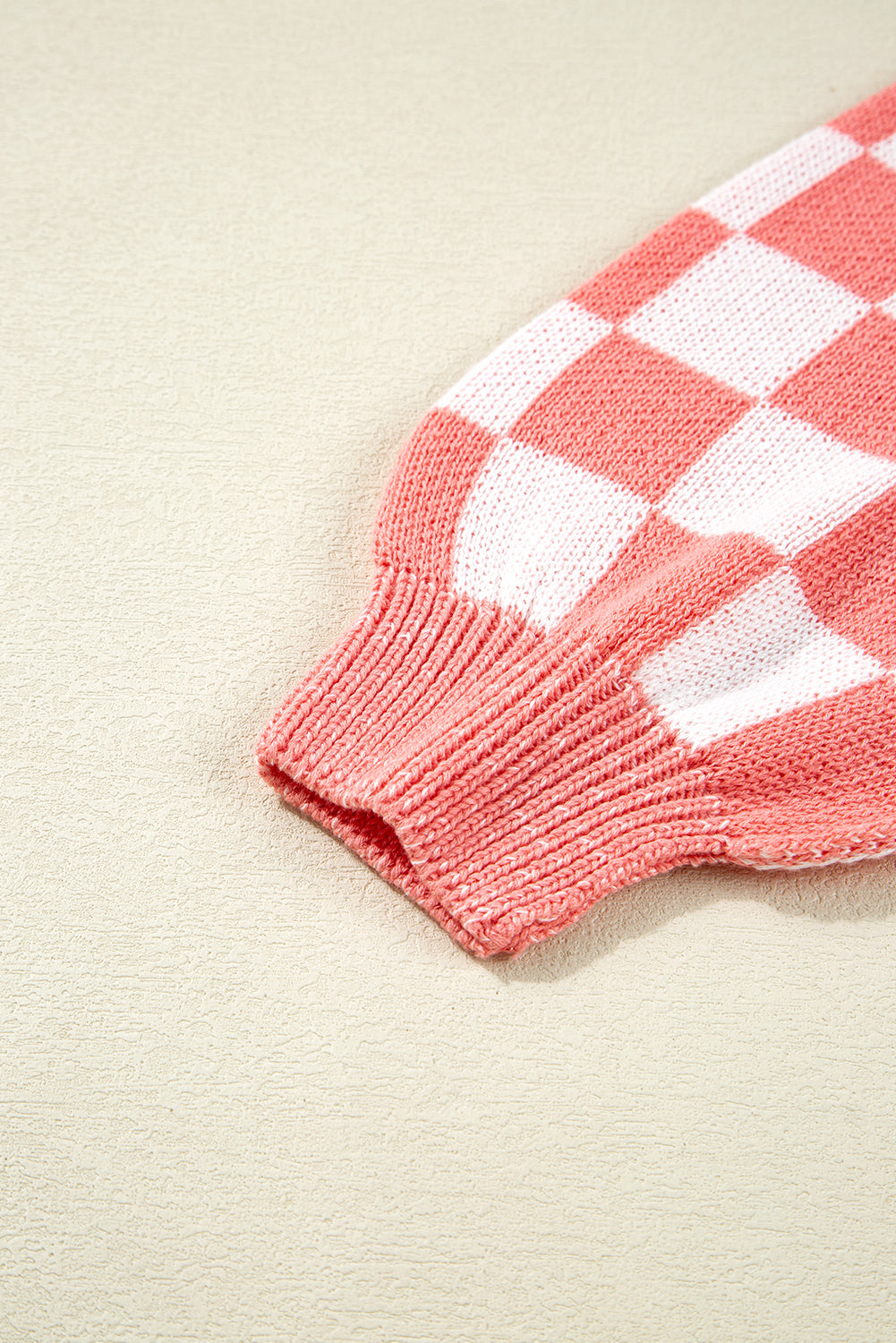 Snowflake Checker Candycane Checker Christmas Holiday Drop-Shoulder Tunic Loose Knit Top