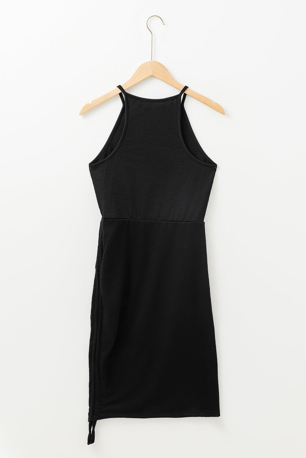 Racerback Ribbed Knit Drawstring Bodycon Dress
