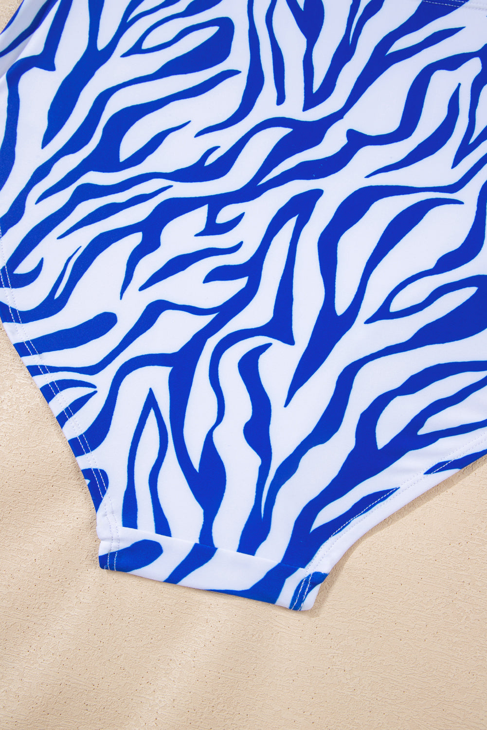 Shell V-Neck Stitched Trim Textured Mix and Match High-Waisted Bikinis in Dark Blue