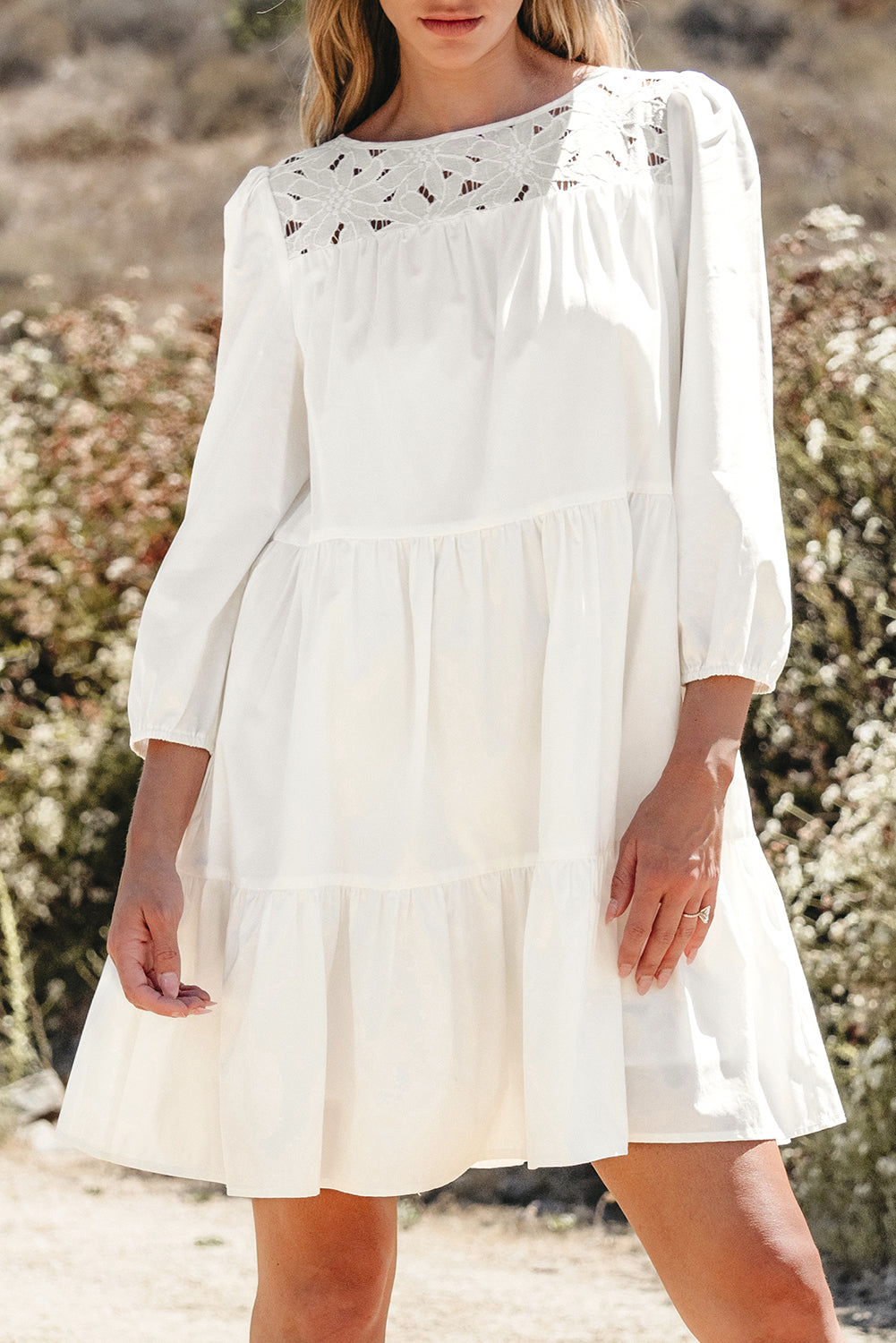 Women's Lace-Trimmed Bracelet Layered Mini Dress