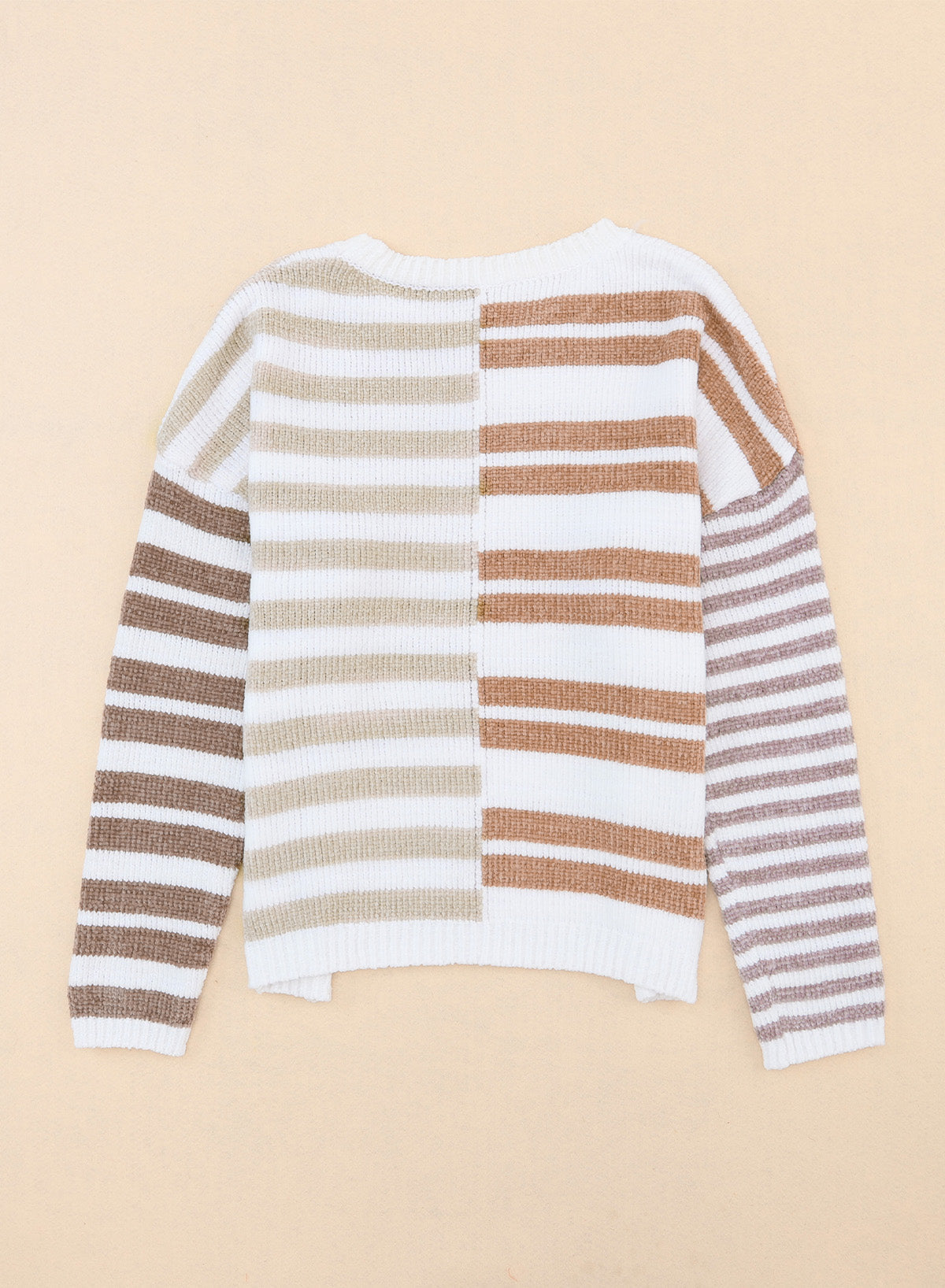 Women's Stripe Slouchy Blocked Dropped-Shoulder Sweater