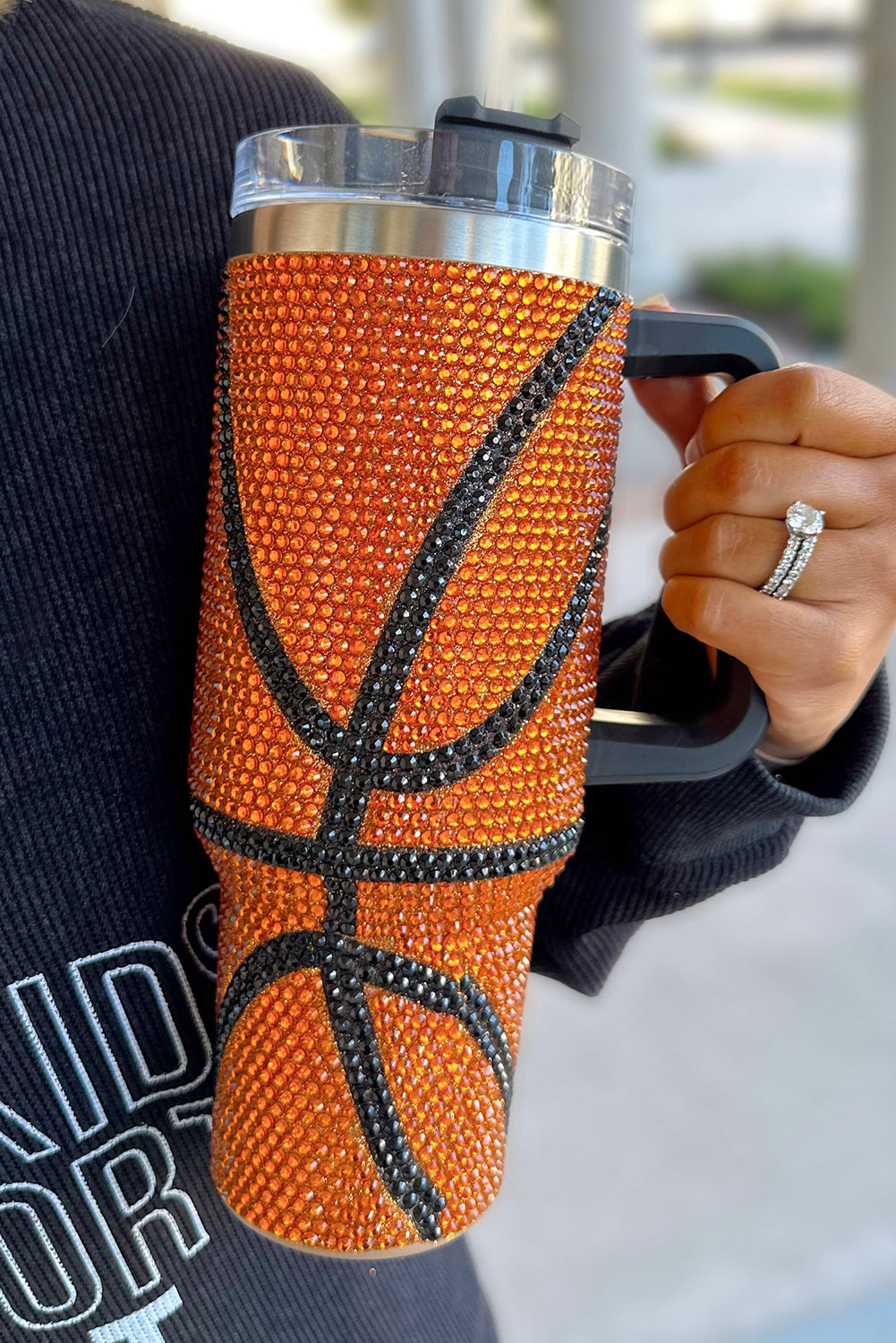 Day Basketball Game Basketball Rhinestone Studded 40 Oz Tumbler