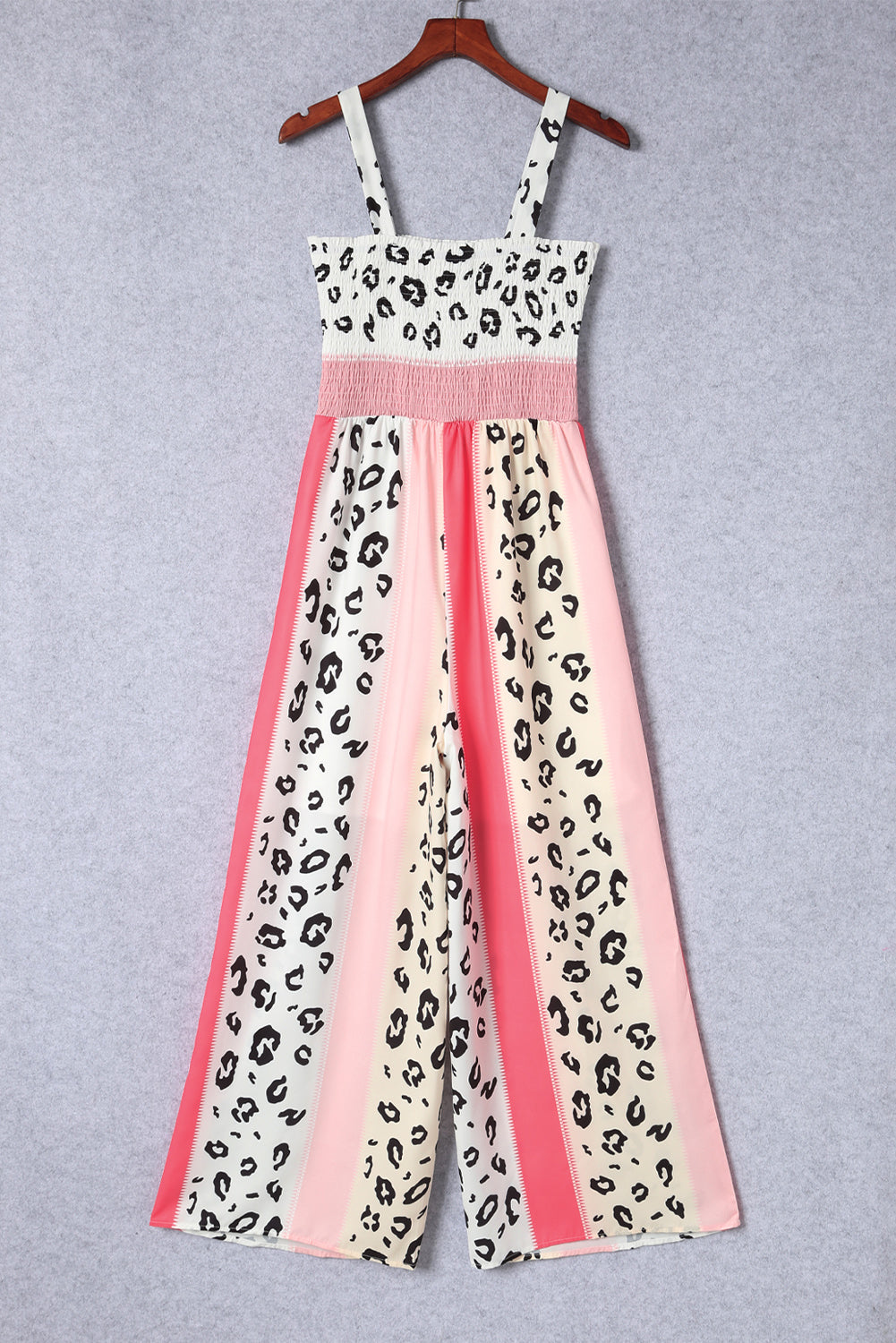 Women's Jumpsuit Featuring Pocket-Detail Leopard-Print Color-Block Mix Print