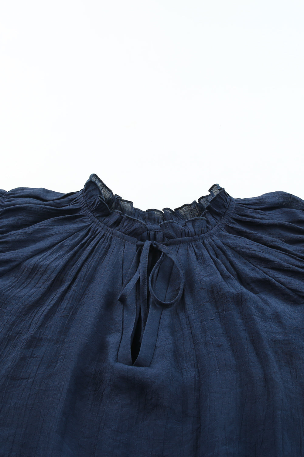 Blouse for Women Ruffle-Trimmed Sleeve Drawcord Plus Size