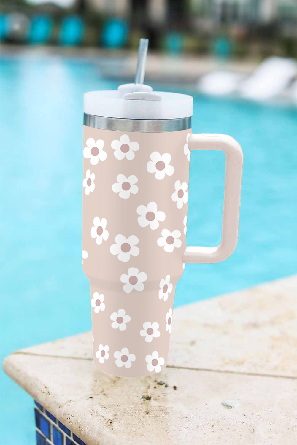 Floret Tumbler Print Stainless With Lid And Straw 40oz