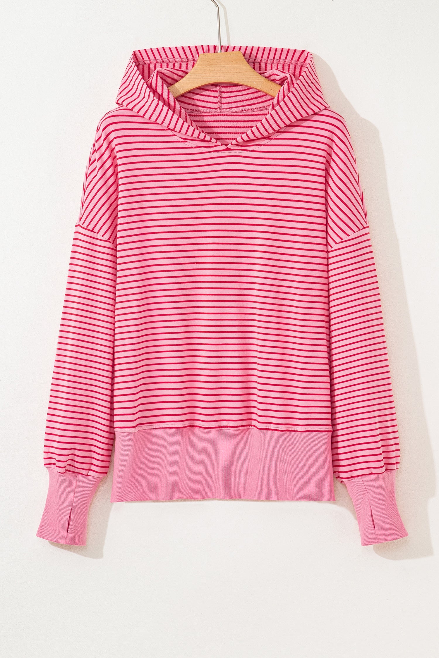 Slits Thumbhole Side Drop-Shoulder Easy-Fit Fit Hoodie
