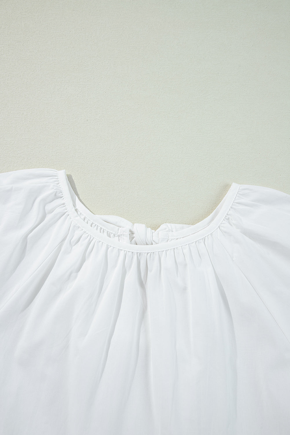 White Bow Knot Cutout Back Loose Fit Blouse