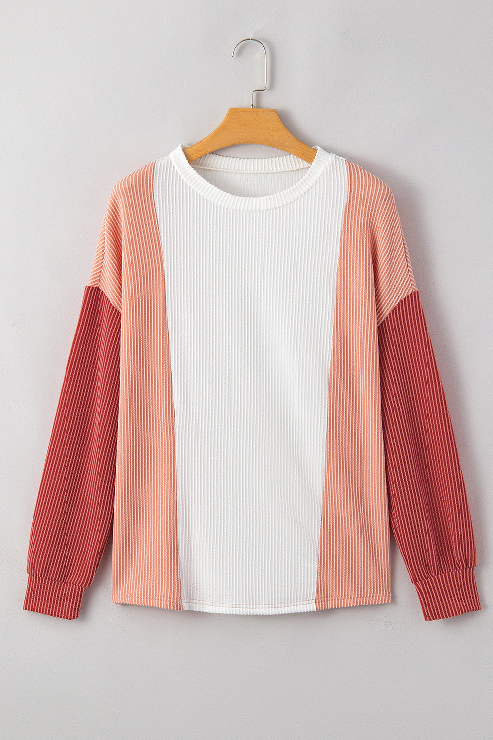 Colorblock Corded Long-Sleeved Top