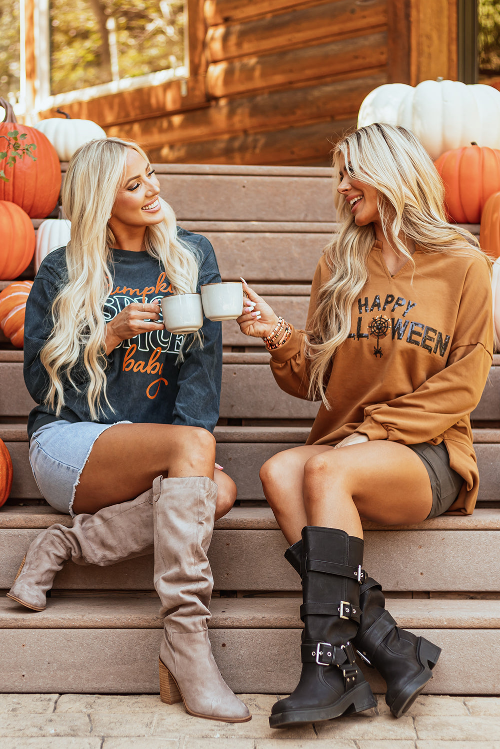 Halloween Sequin Happy Graphic Notched Neck Long-Sleeved Loose Top