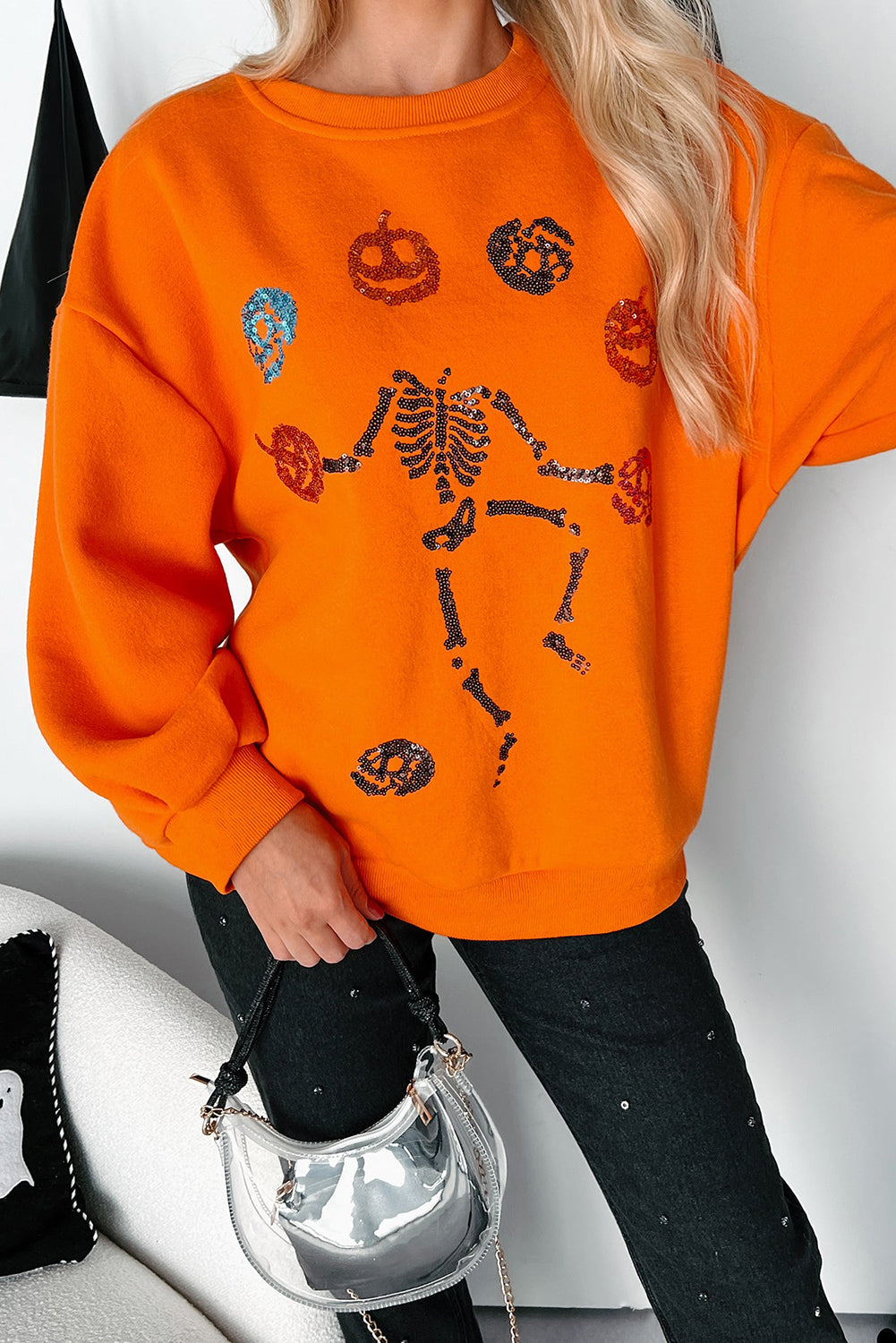 Dancing Critters Sequin Halloween Crewneck Sweatshirt