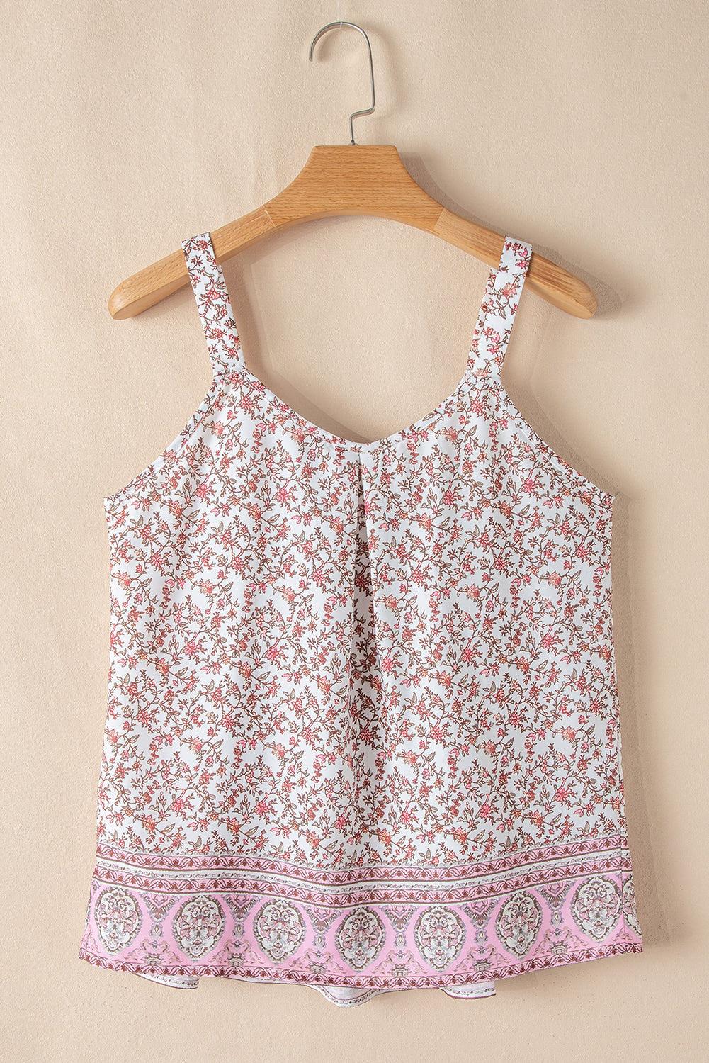 Bohemian Floral Pleated U Neck Vest