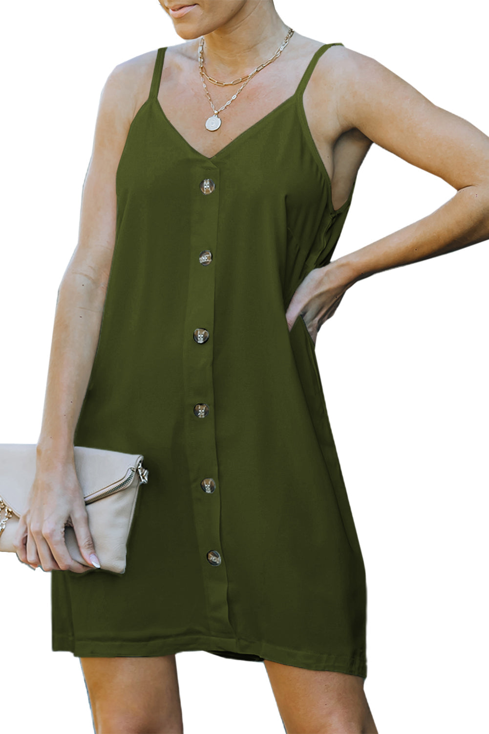 Button-Front Slip Dress