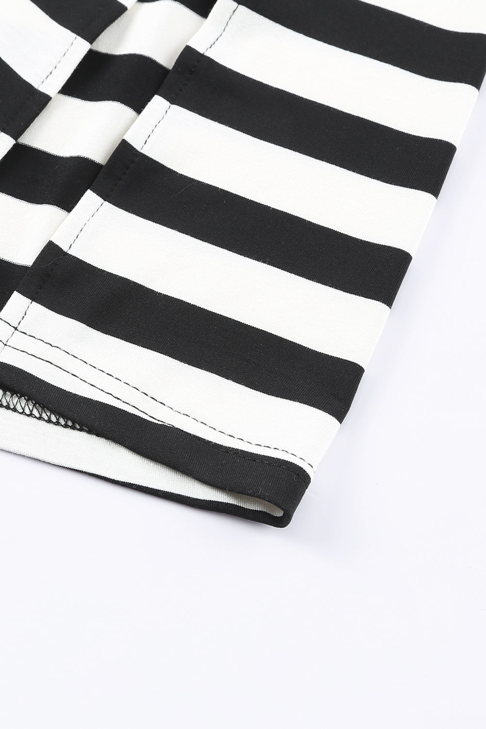 V-Neck Stripe Print Maxi Dress with Side Splits in Black