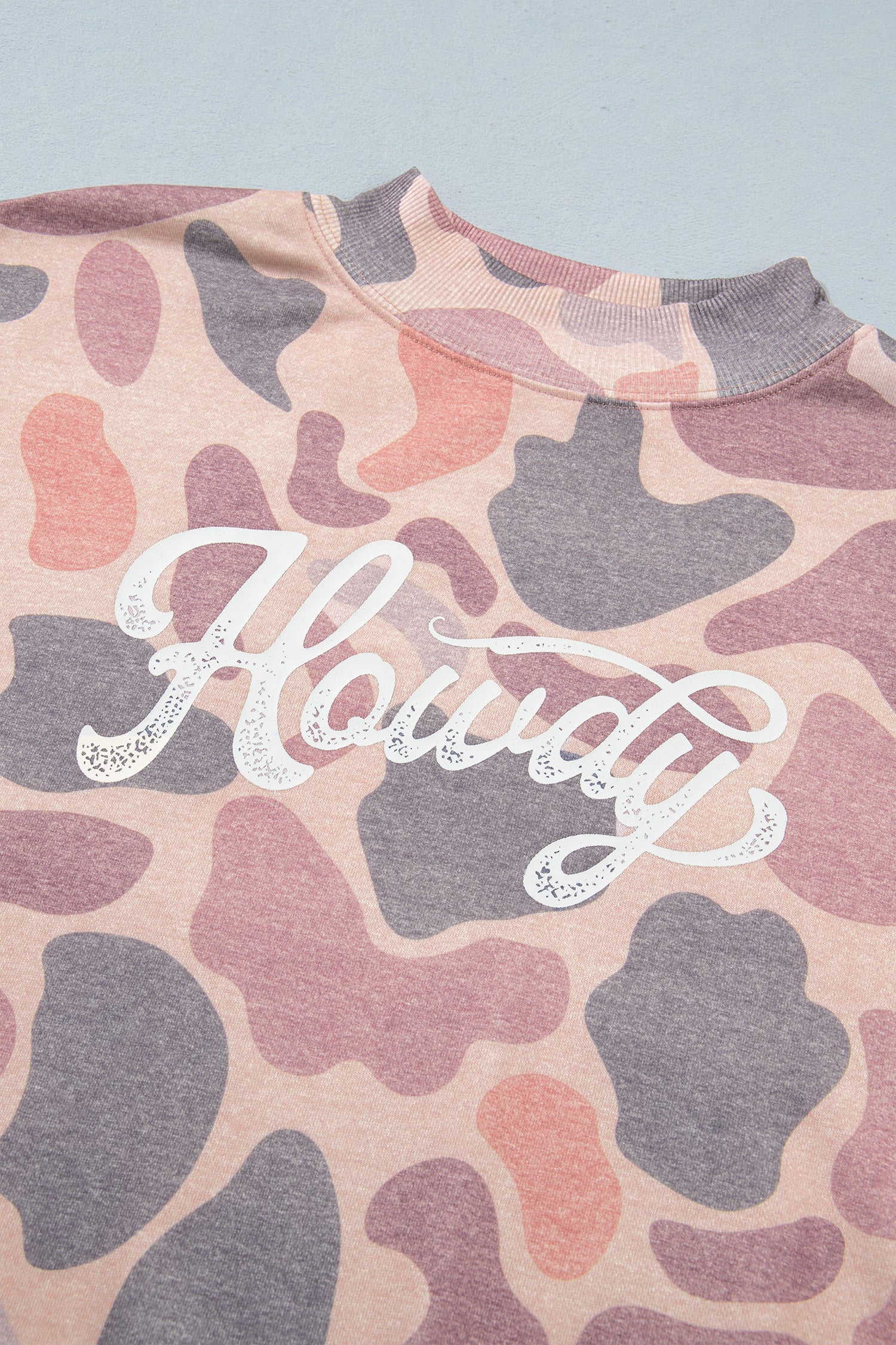 Camo Western Print Howdy Style Baggy Pullover Sweatshirt in Multicolour