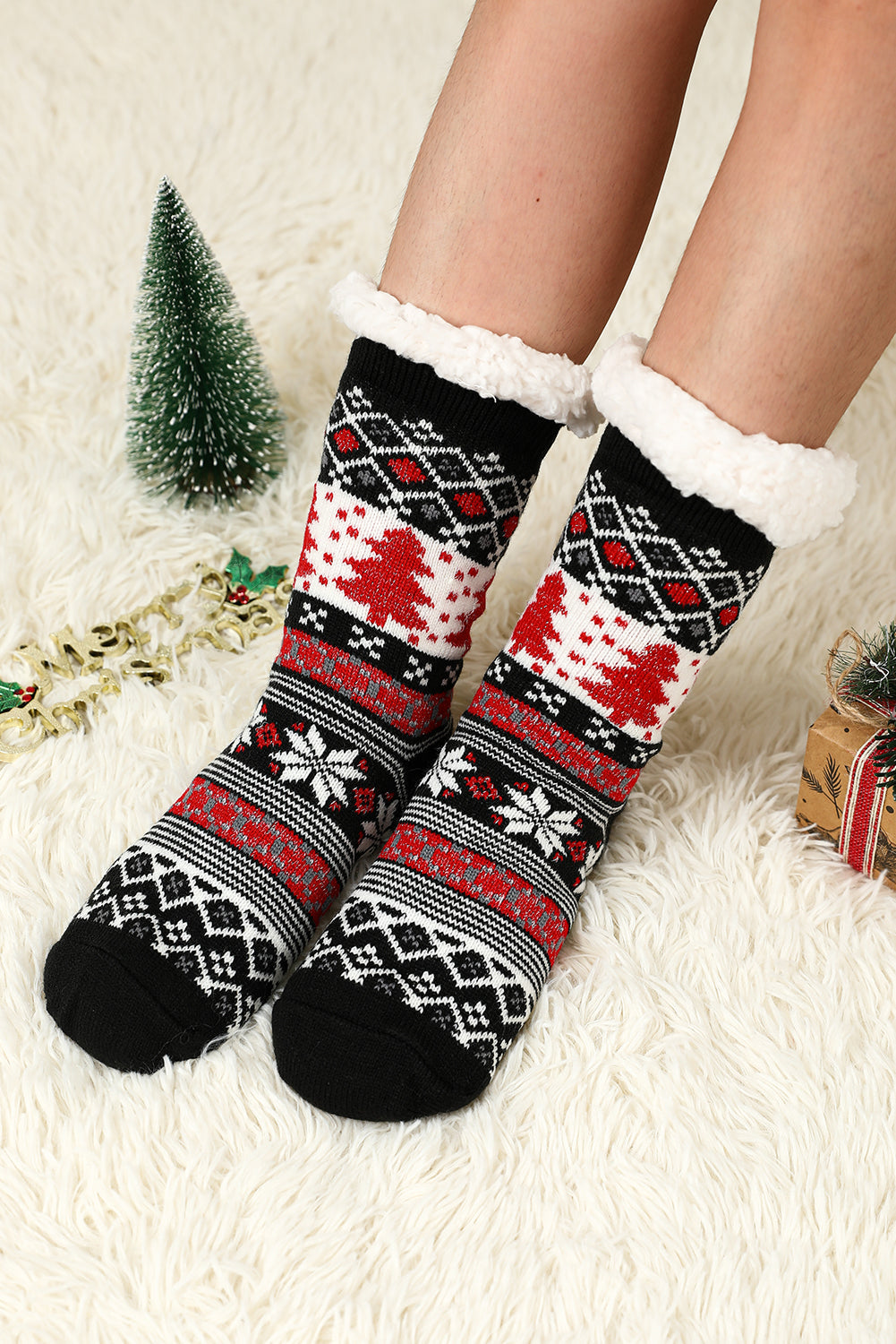 Christmas Tree Pattern Thermal Socks