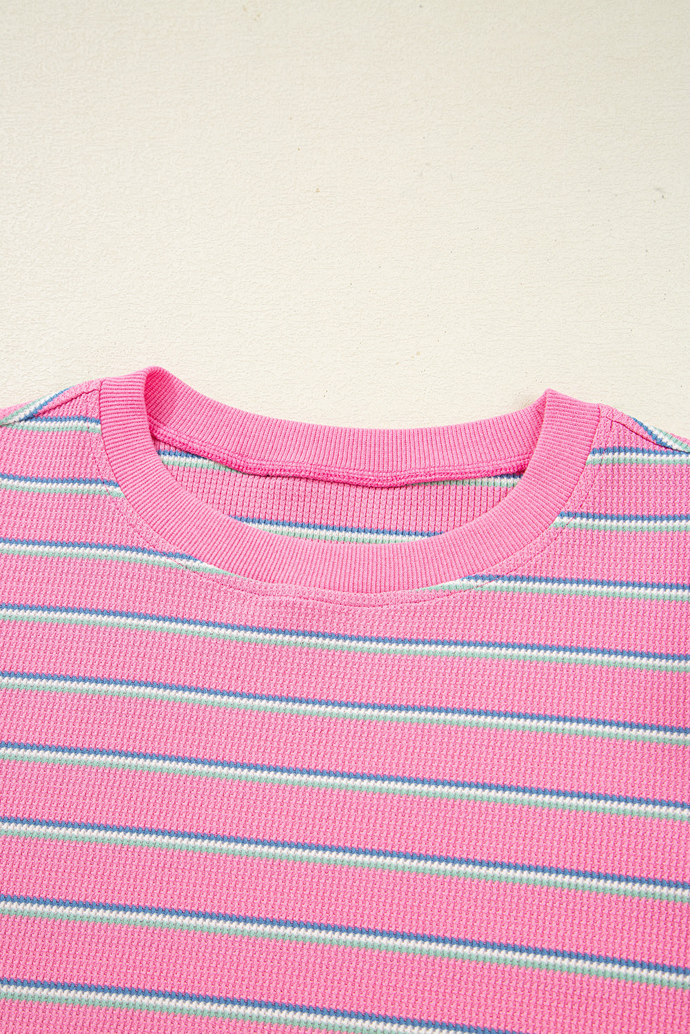 Textured Knit Round-Neck Long-Sleeved Top