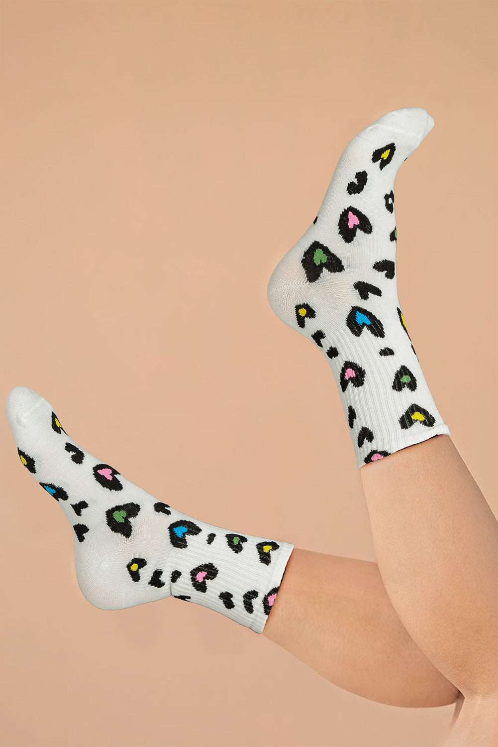 Leopard-Print Rib-Knit Edge Soft Socks