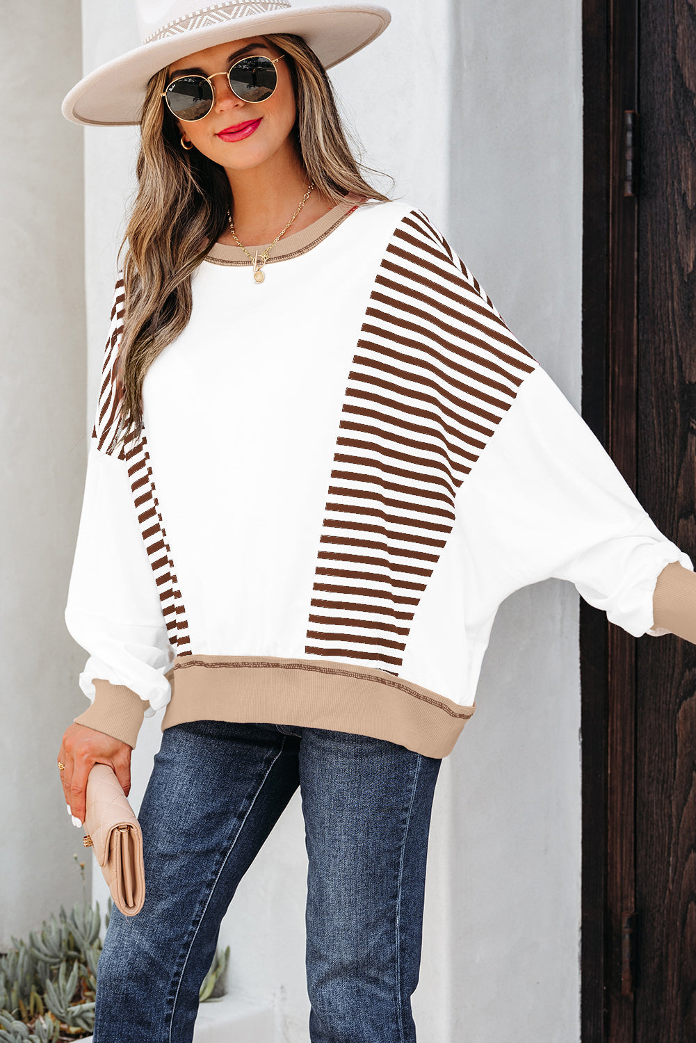Colorblock Patchwork Contrast Stitching Oversize Sweatshirt
