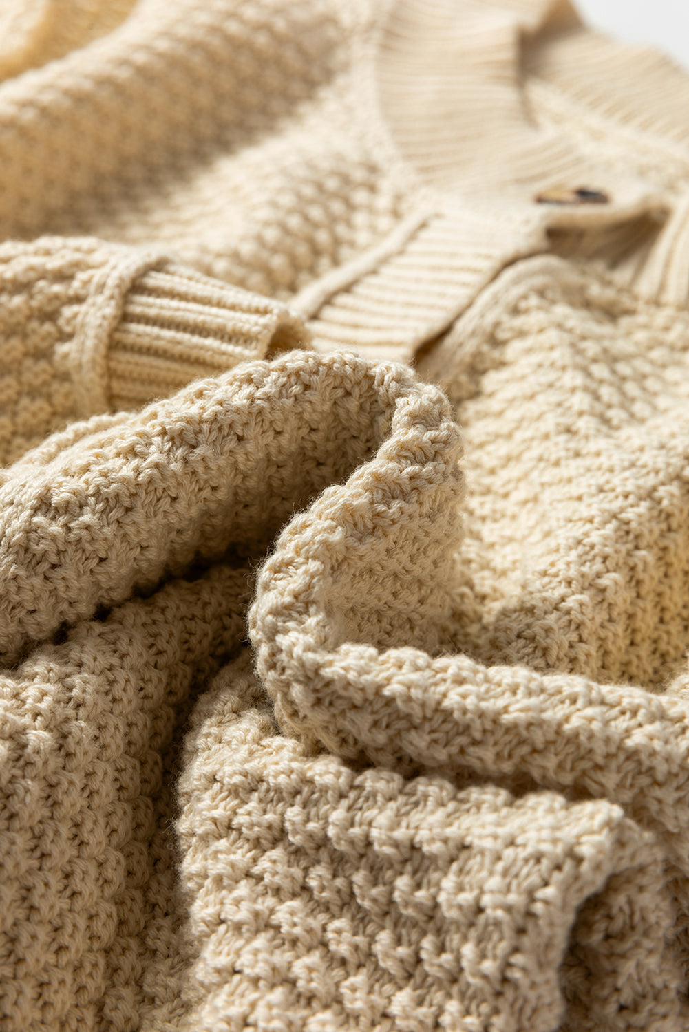 Front Cropped Button Cropped Cardigan Knit Top