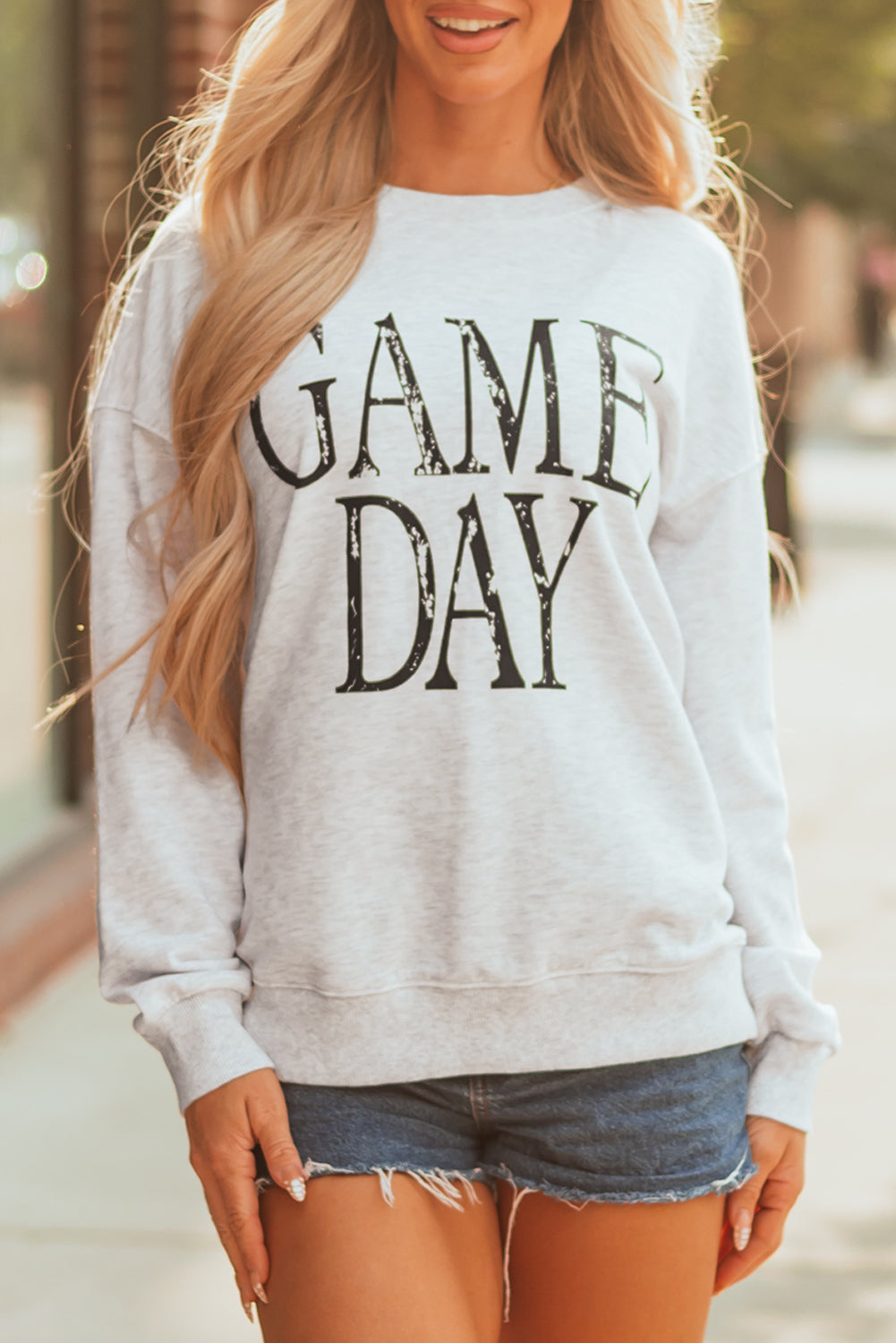 Washed GAME Retro GAME DAY Graphic Baggy Sweatshirt
