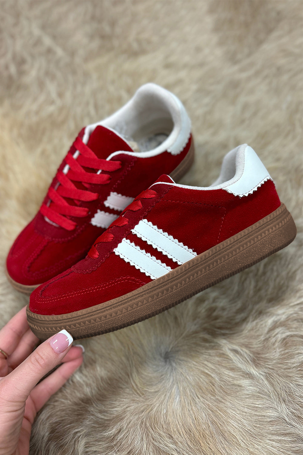 Retro Lace-up Striped Patchwork Flat Shoes