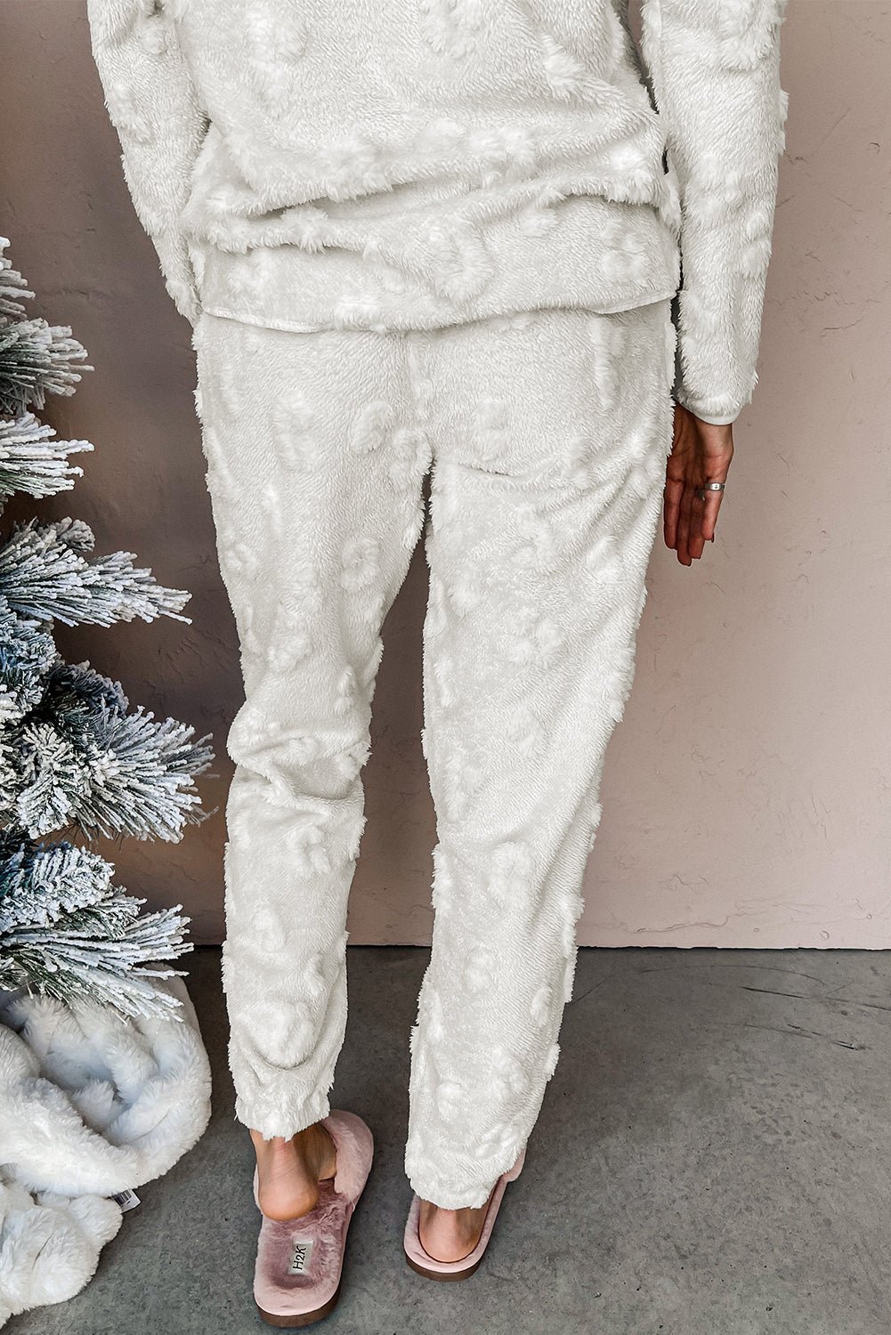 Textured Easy-Fit Leopard Easy-Fit Fit Fleece Lounge Set