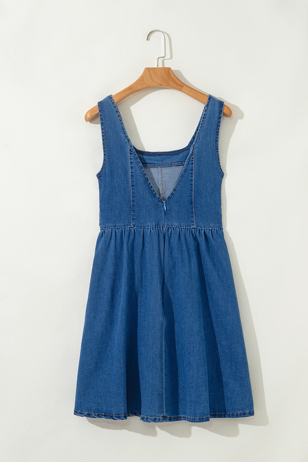 Neck Bowknot Square Bowknot A-line Sleeveless Denim Dress