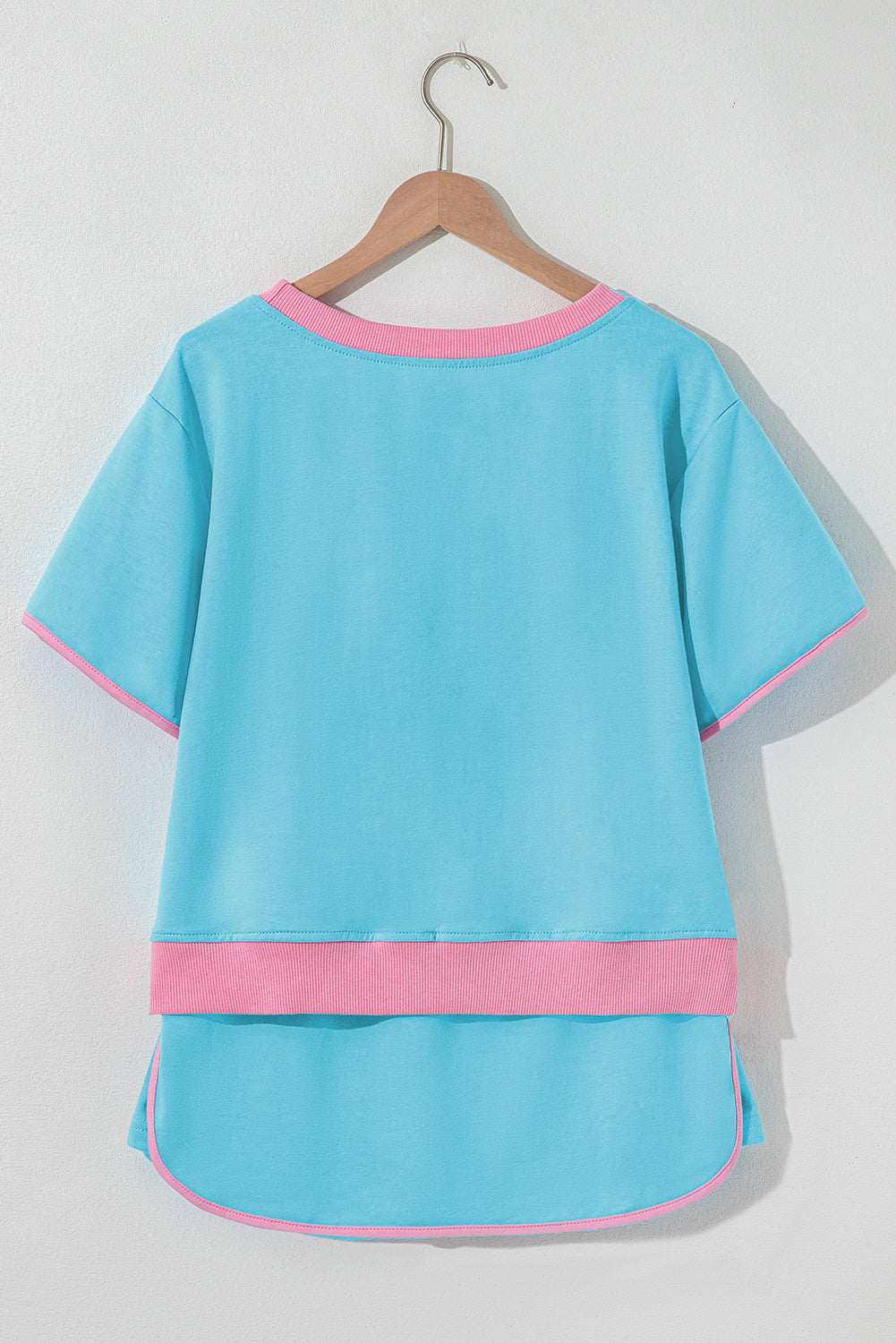 Colorblock Edge Turquoise Edge Drop-Shoulder T Shirt and Skort 2-Piece Outfit