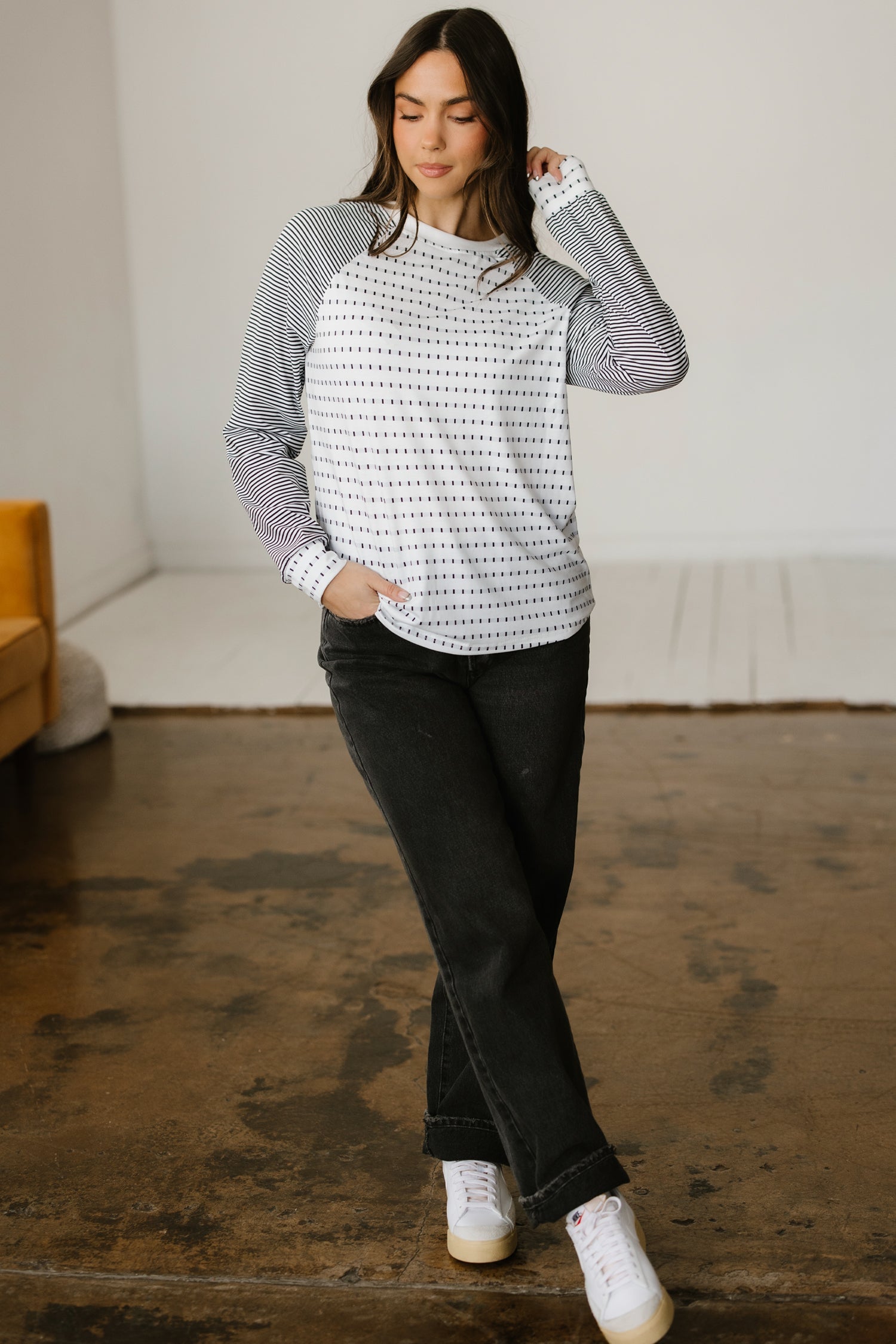 Raglan Patchwork Long-Sleeved Tee