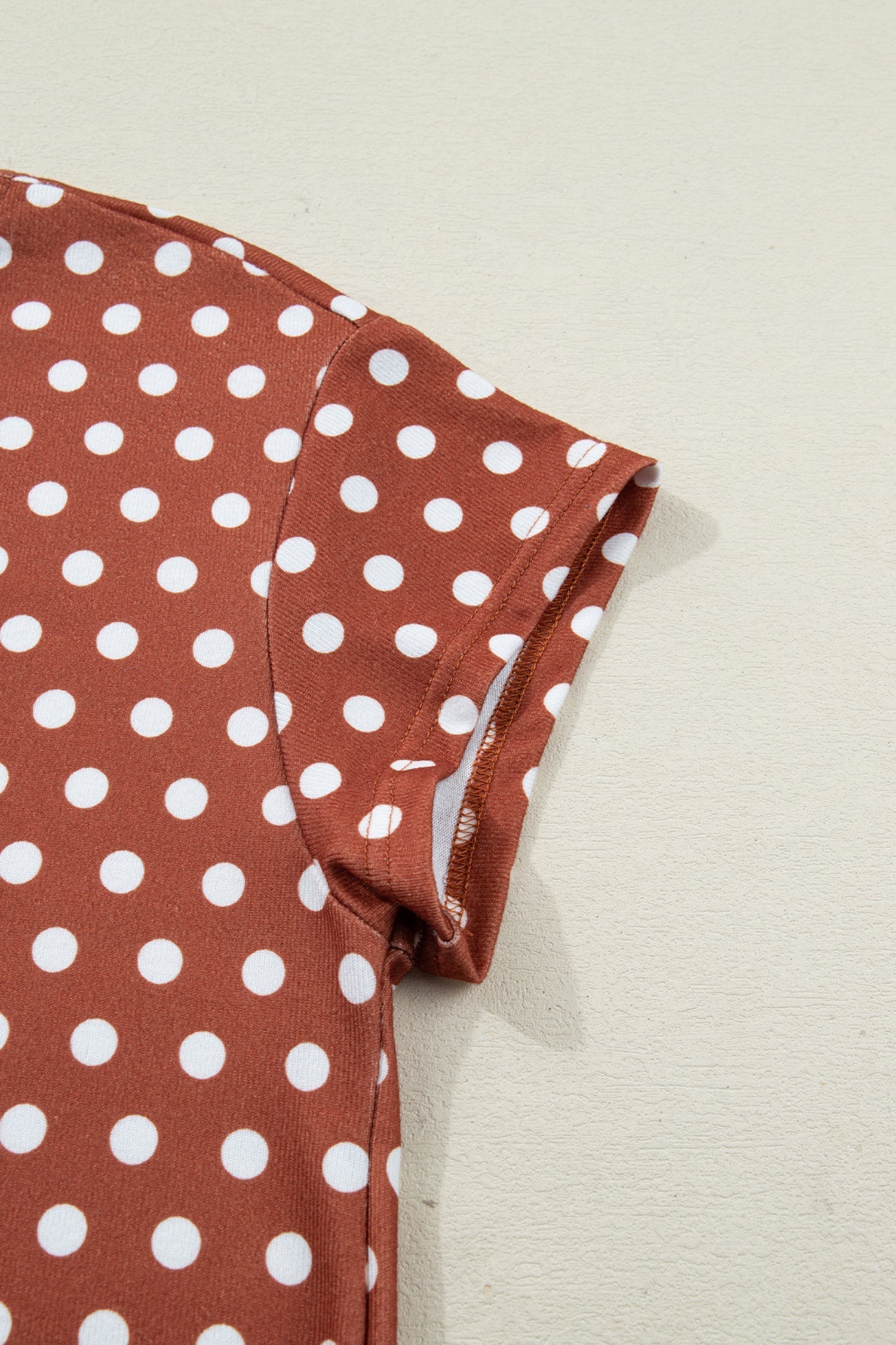 Polka-Dot Print Short Set in Brown