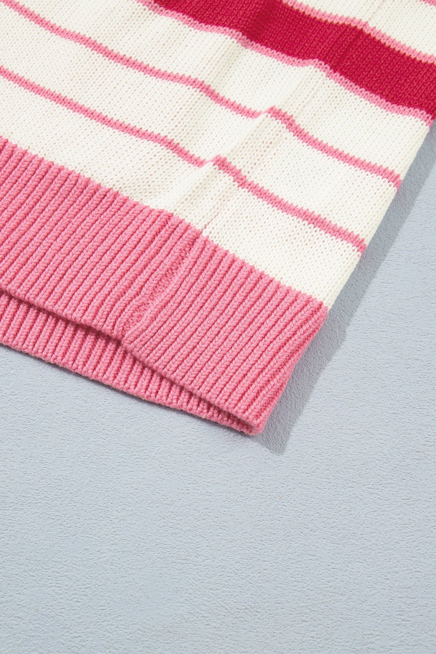 Long-Sleeved Stripe V-Neck Timeless Fit Cardigan in Red
