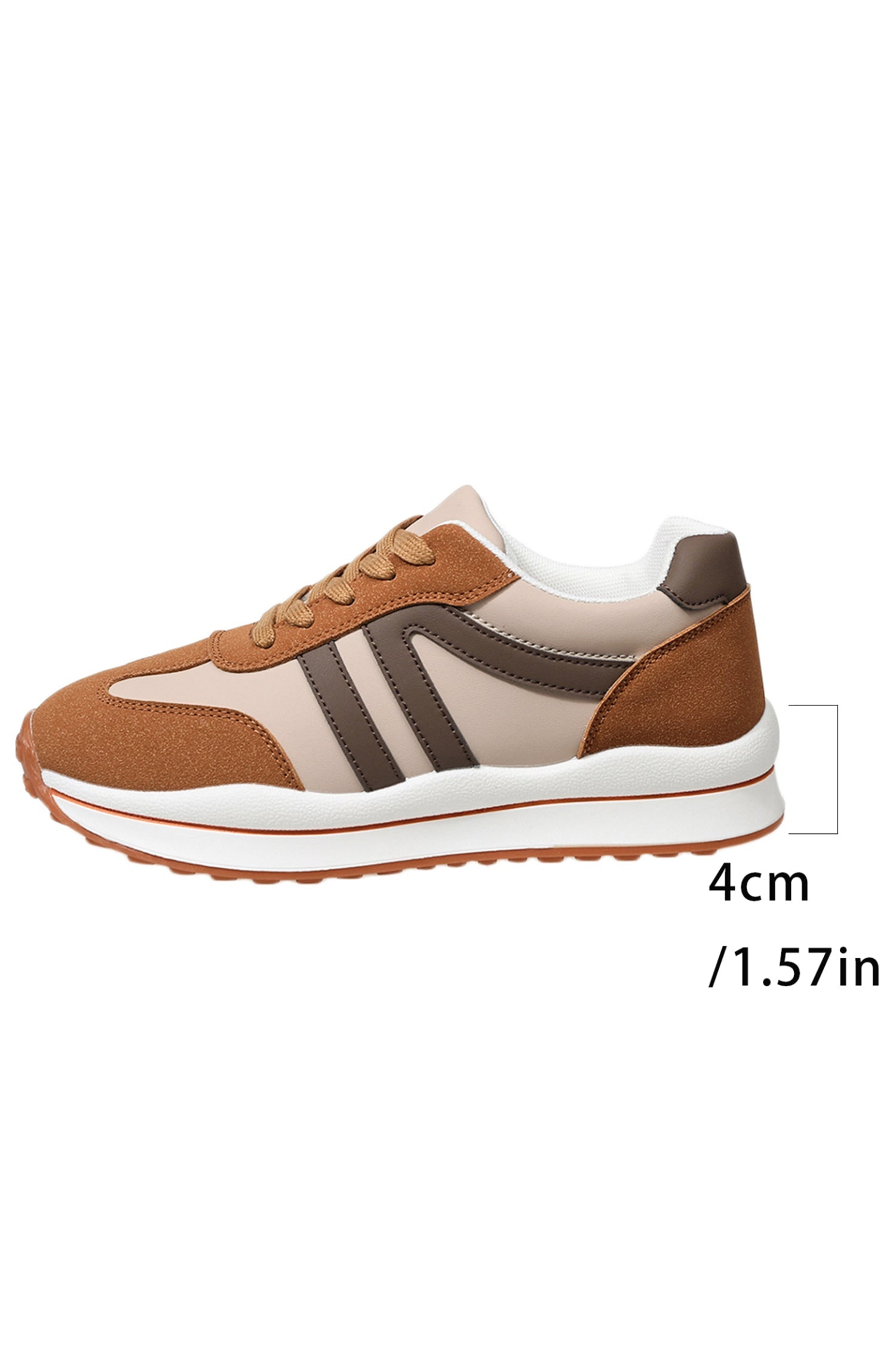 Patchwork Varsity Colorblock Lace-up Leather Sneakers in Brown