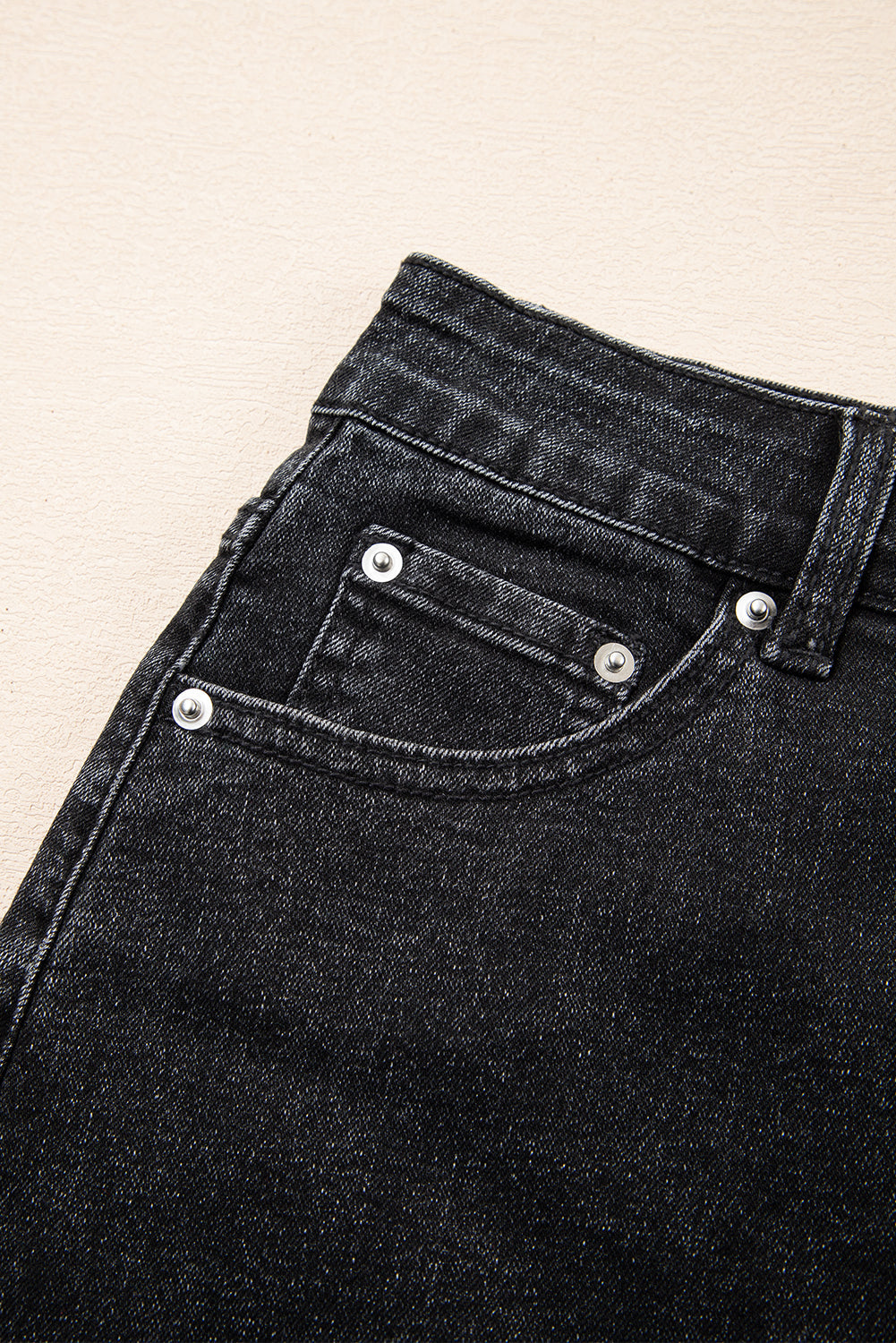 Mineral Carbon Grey Wash Ripped Raw Hem Denim Mini Skirt