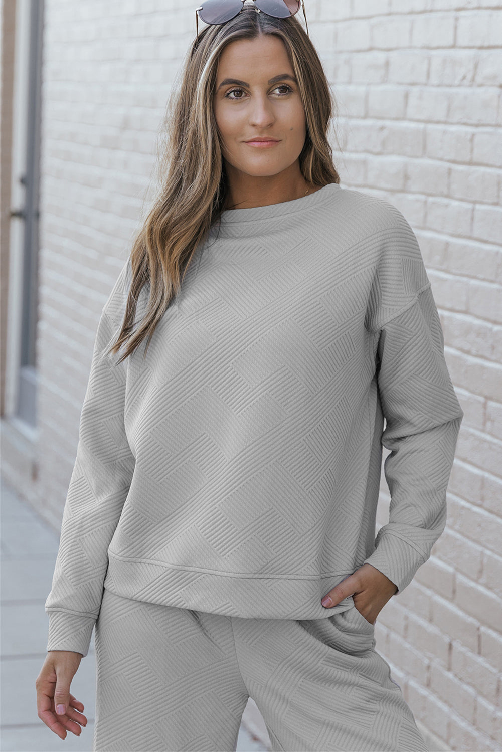 Women's Outfit Featuring Slouchy Ultra Loose Textured 2-Piece