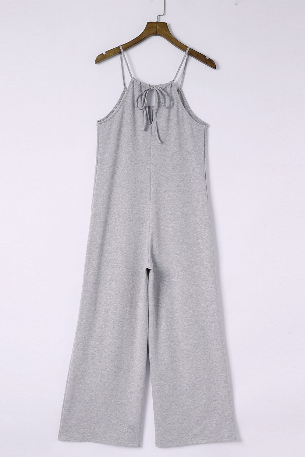 Women's Leg Jumpsuit Featuring Spaghetti Strap Wide Patch Pockets