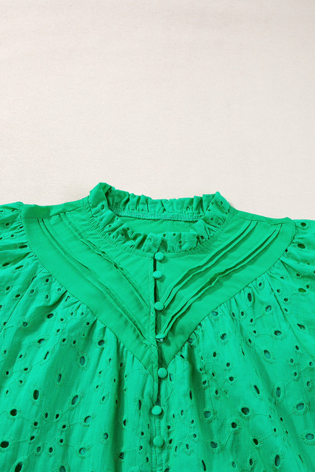 Women's Blouse with Hollow-out Balloon Sleeve