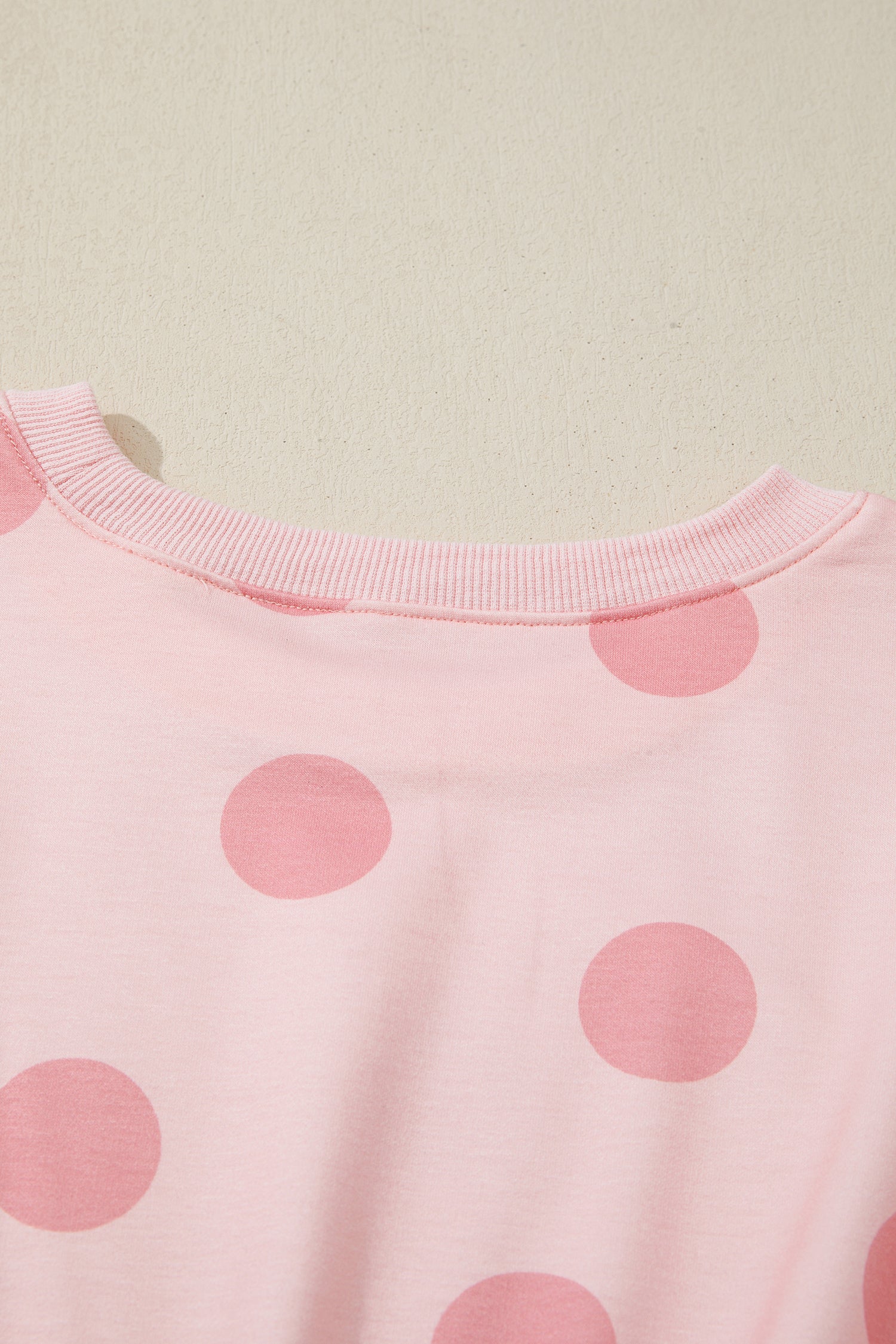 Polka-Dot Flared Printed Long-Sleeved Mini Dress in Pink