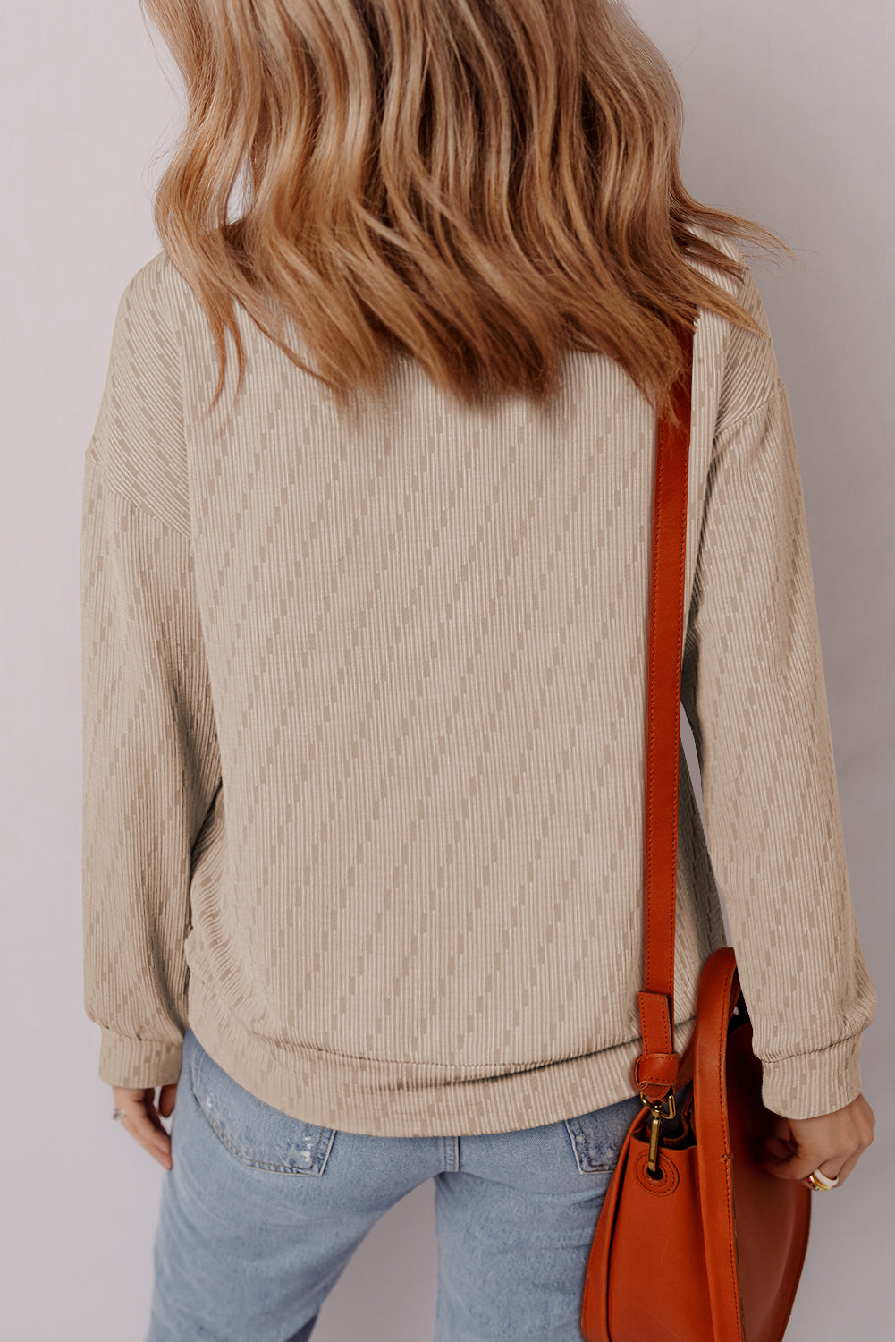 Solid Textured Long-Sleeved Top