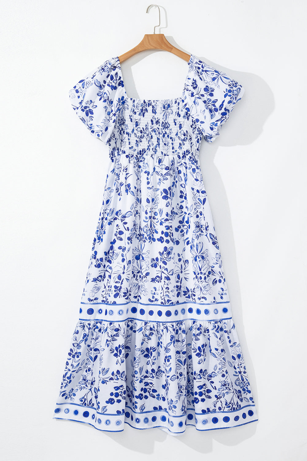 Floral Print Square Neck High Waist Maxi Dress