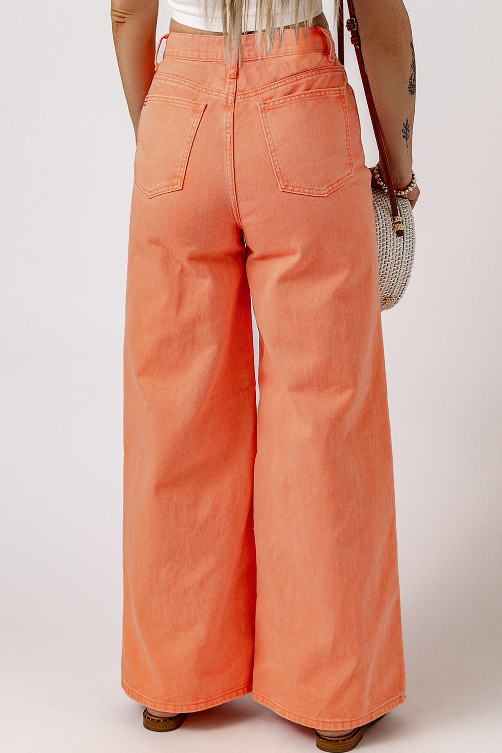 Women's Jeans with High-Rise Wide-Leg Acid Wash