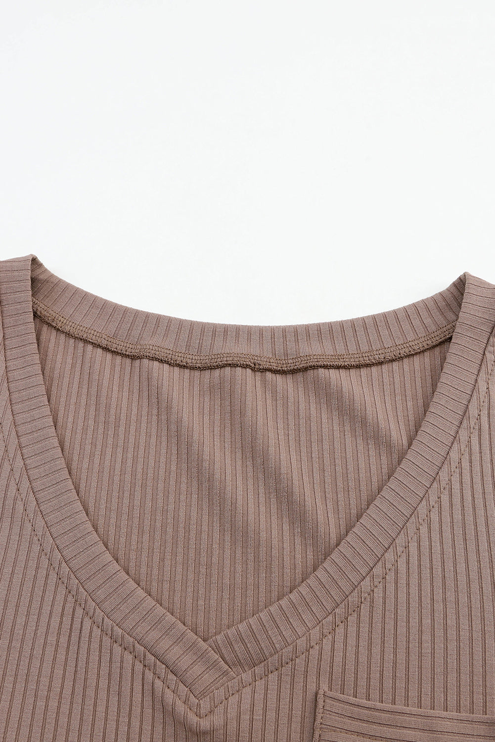 Top for Women Knitted Chest Pocket V Neck